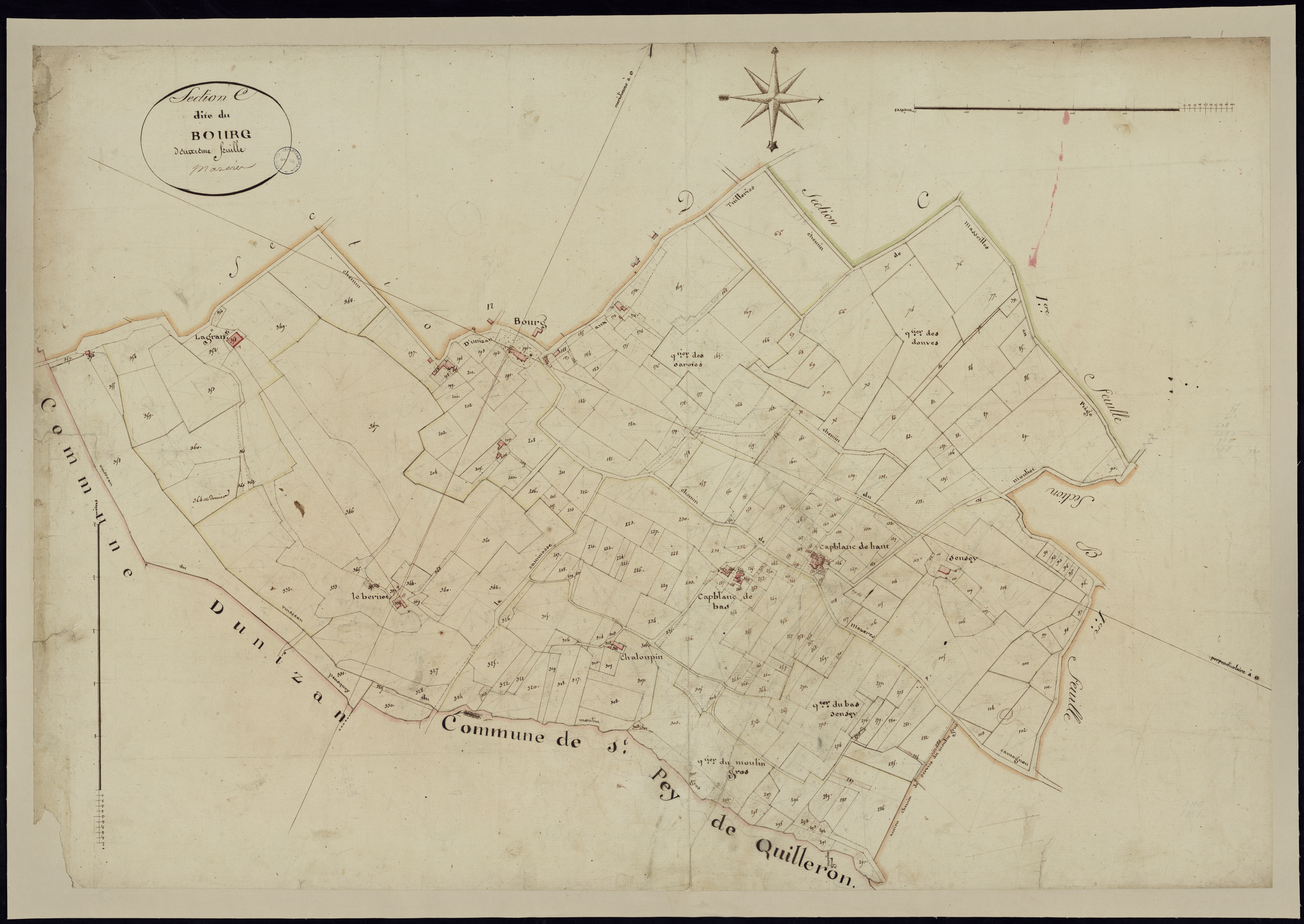Mazères - -Section C feuille 2 : Le Bourg