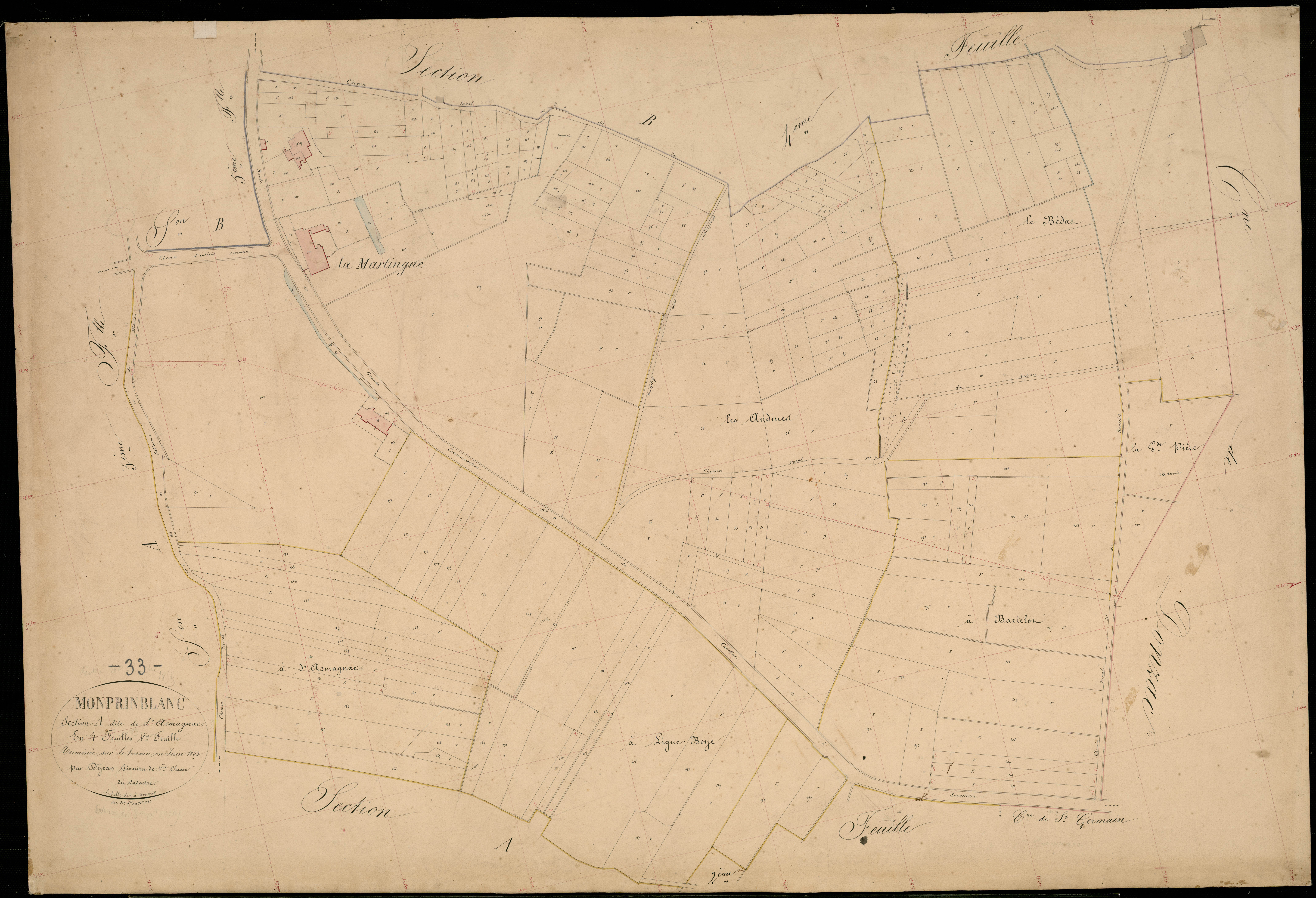 Monprimblanc - -Section A feuille 1 : Armagnac