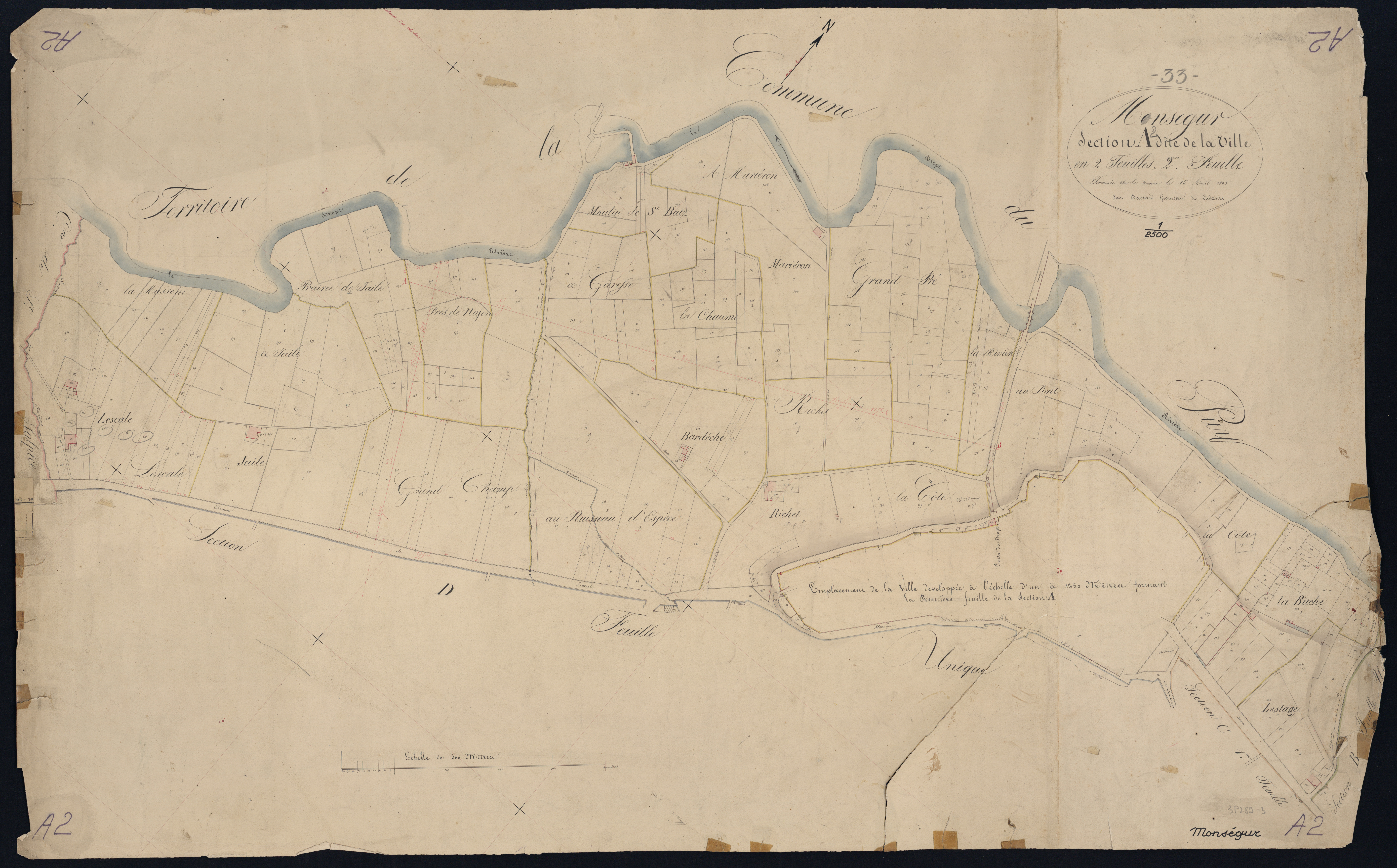 Monségur - -Section A feuille 2 : La Ville