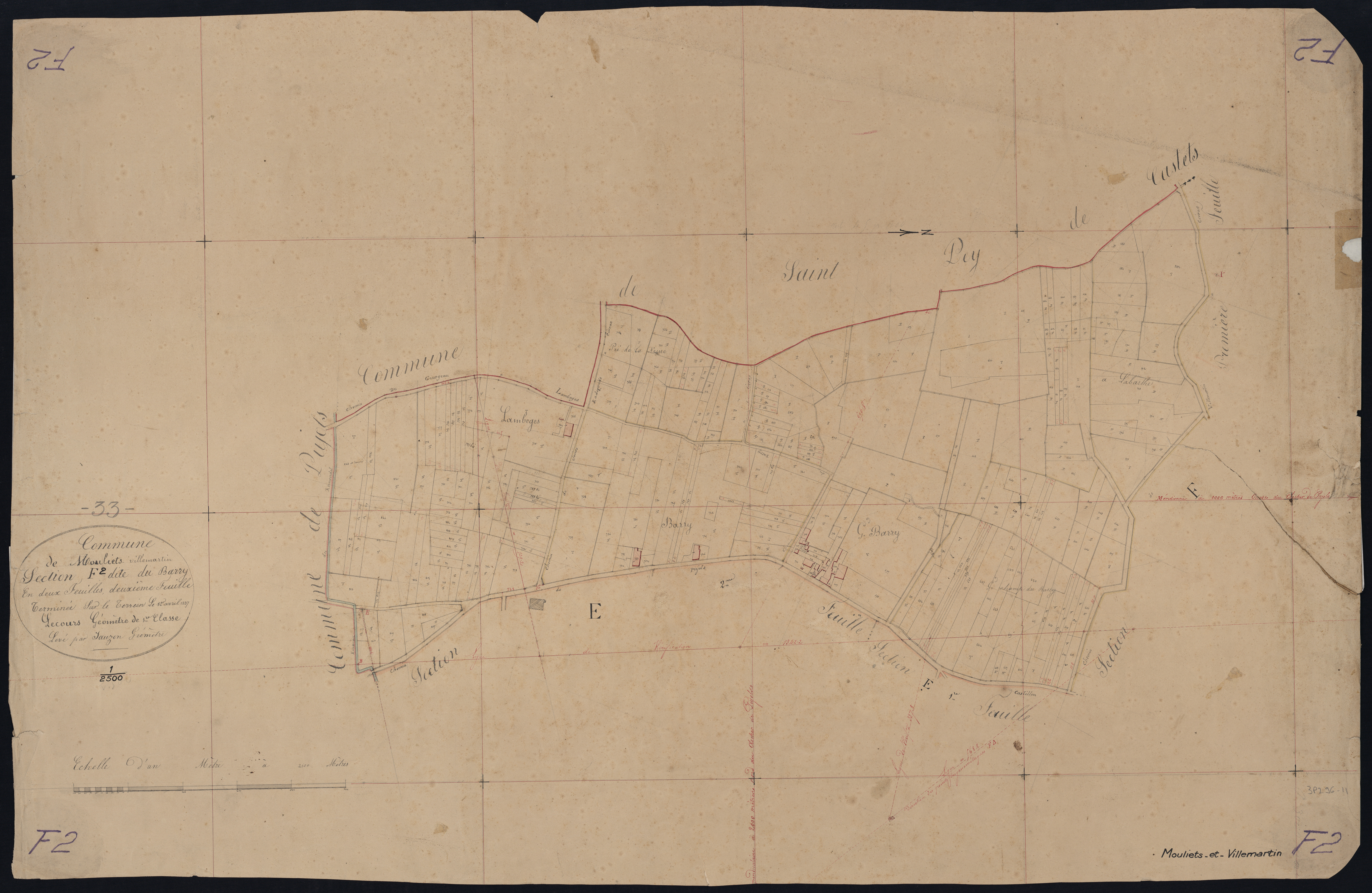 Mouliets-et-Villemartin - -Section F feuille 2 : Le Barry