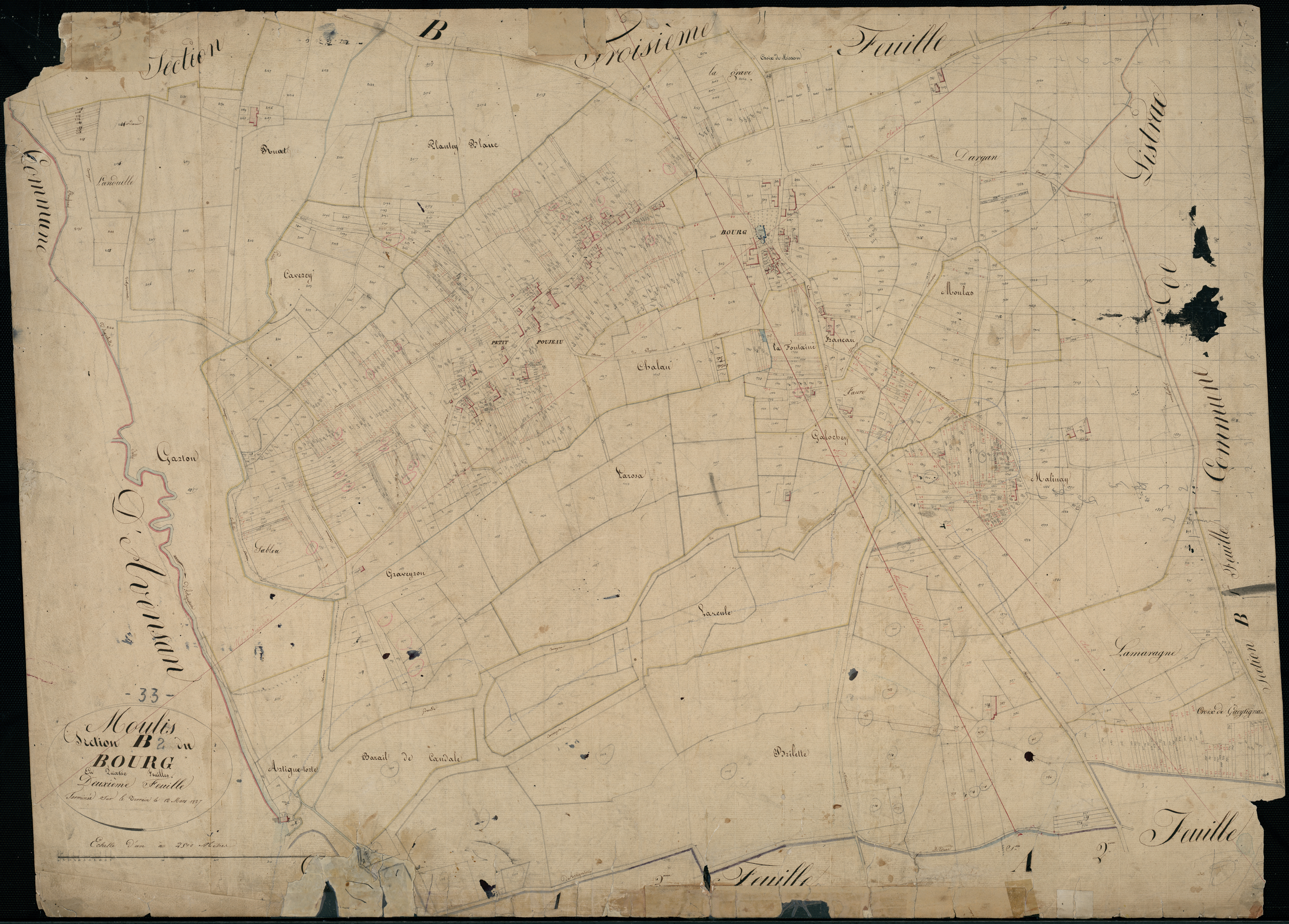 Moulis-en-Médoc - -Section B feuille 2 : Le Bourg