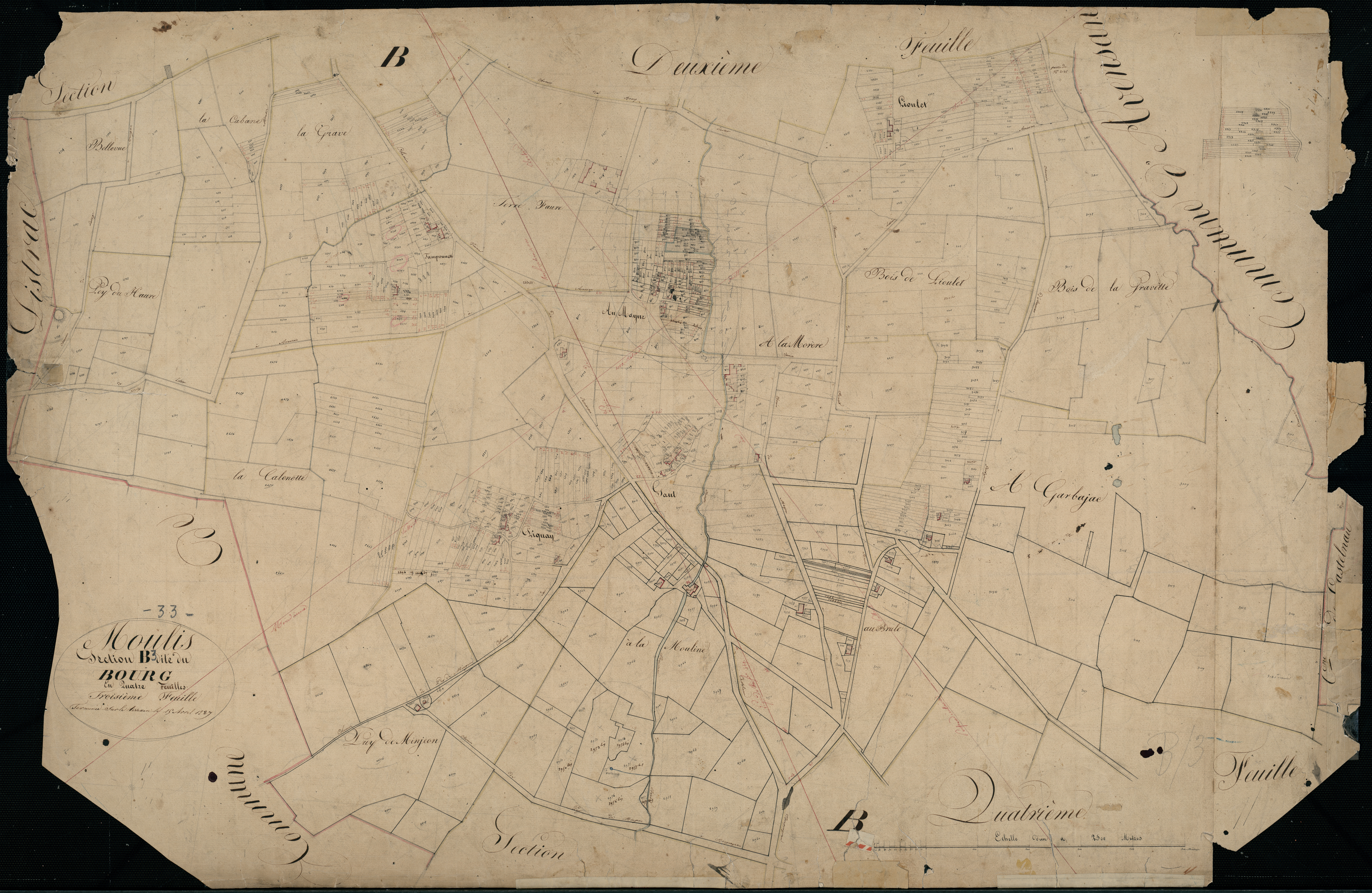 Moulis-en-Médoc - -Section B feuille 3 : Le Bourg