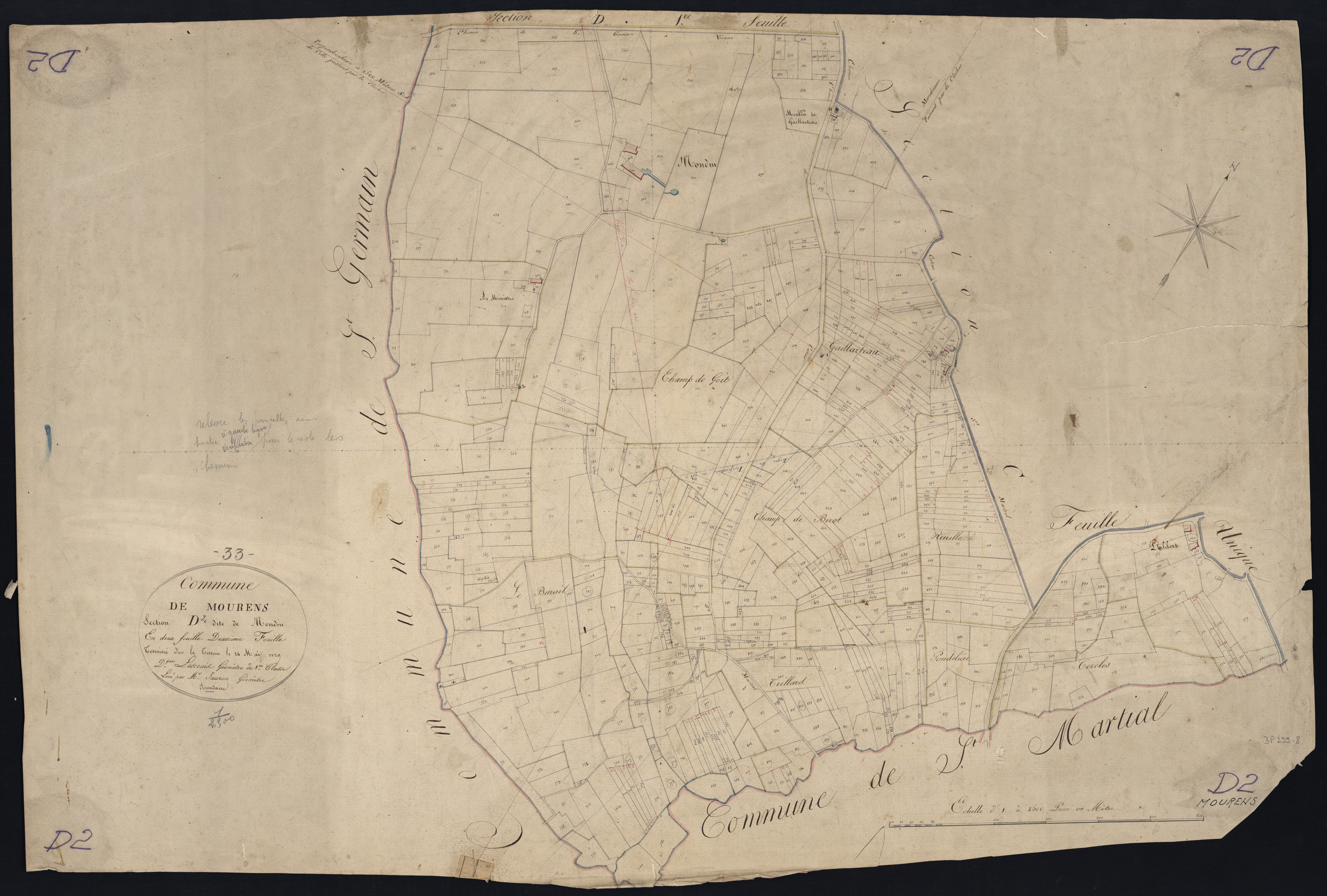 Mourens - -Section D feuille 2 : Mondin