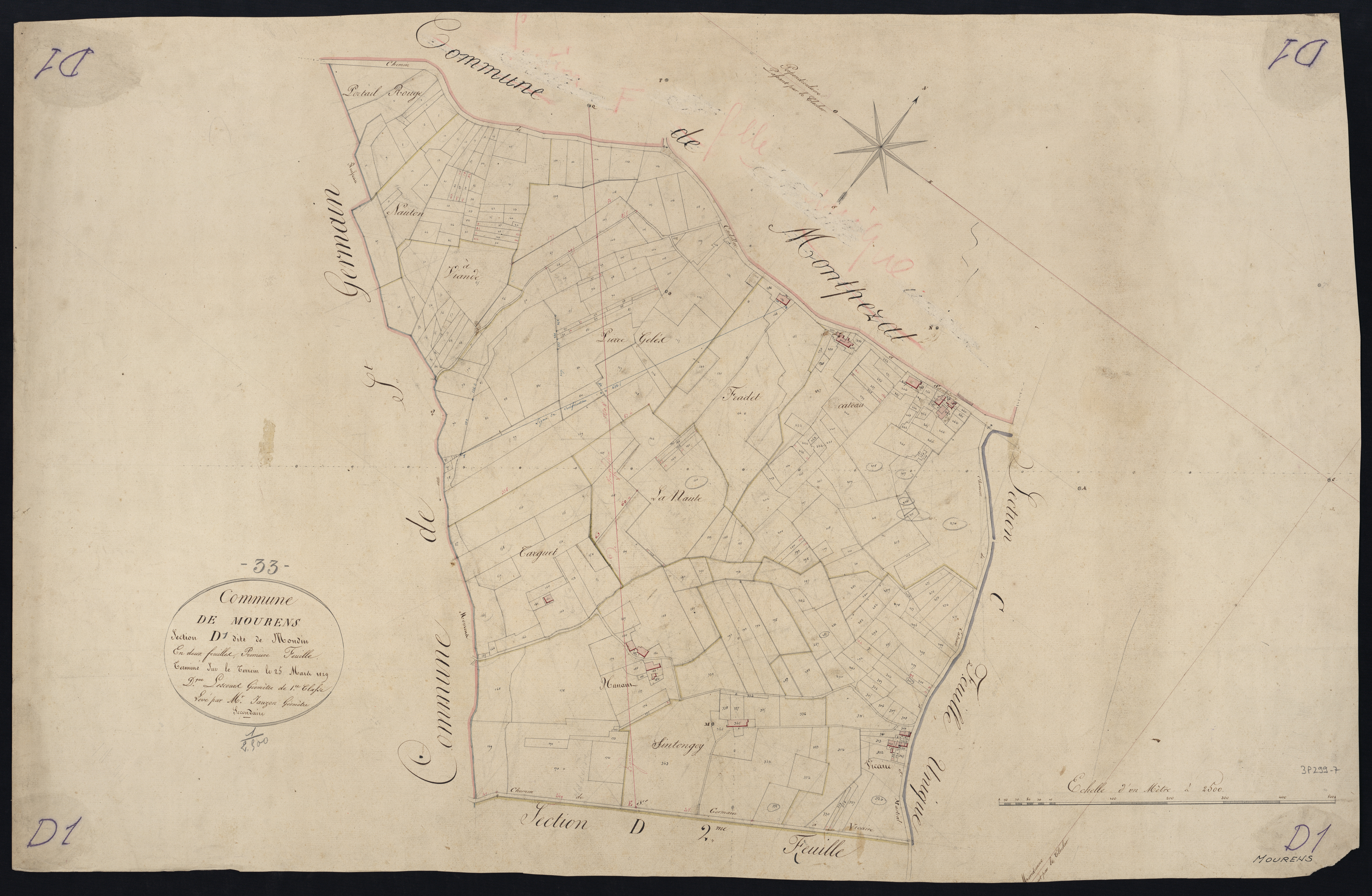 Mourens - -Section D feuille 1 : Mondin