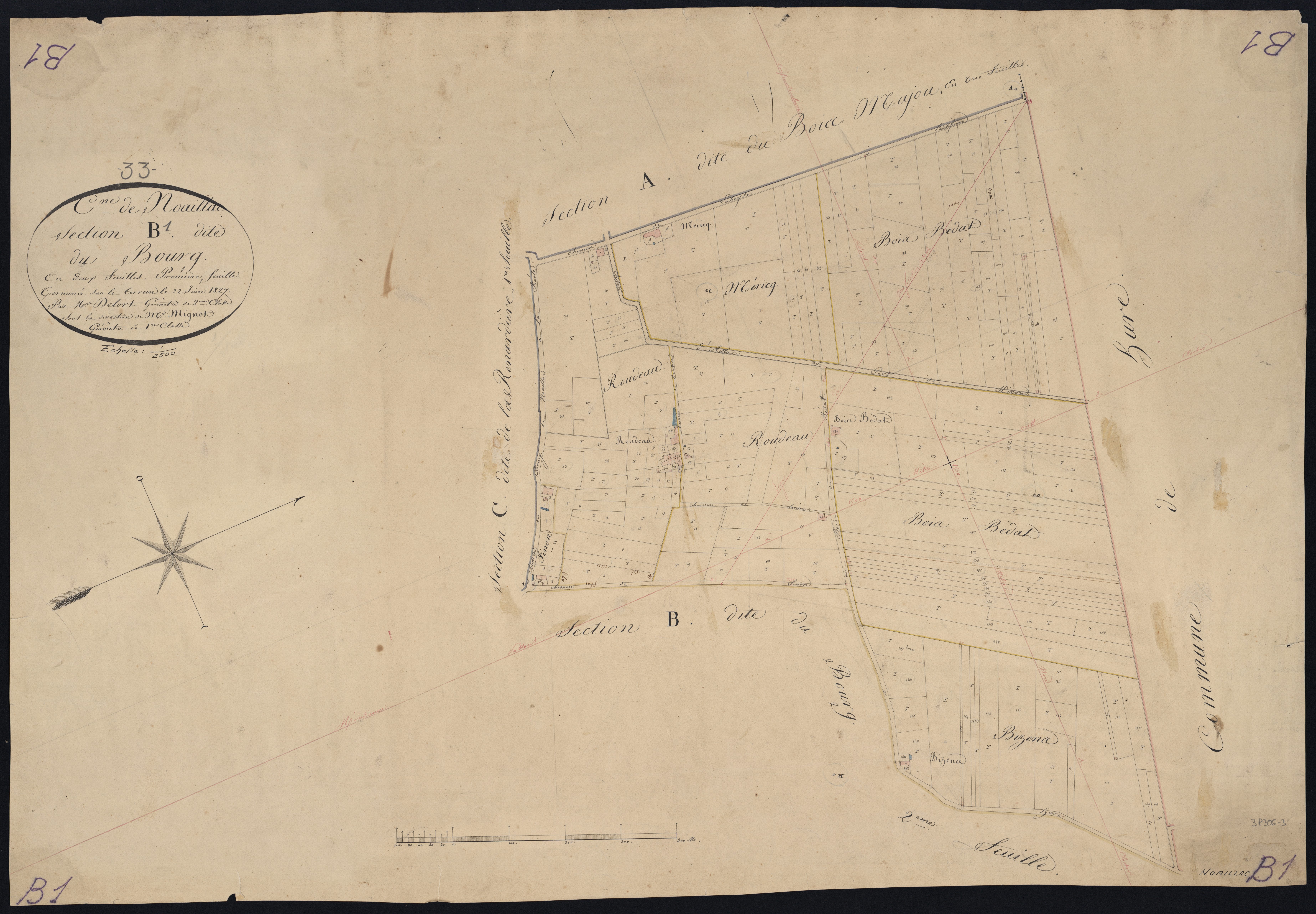 Noaillac - -Section B feuille 1 : Le Bourg