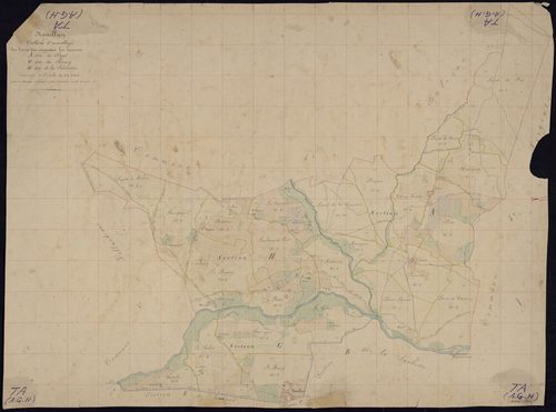 Noaillan - -Tableau d'assemblage sections A,G,H : La Prat, Le Bourg, Fournière