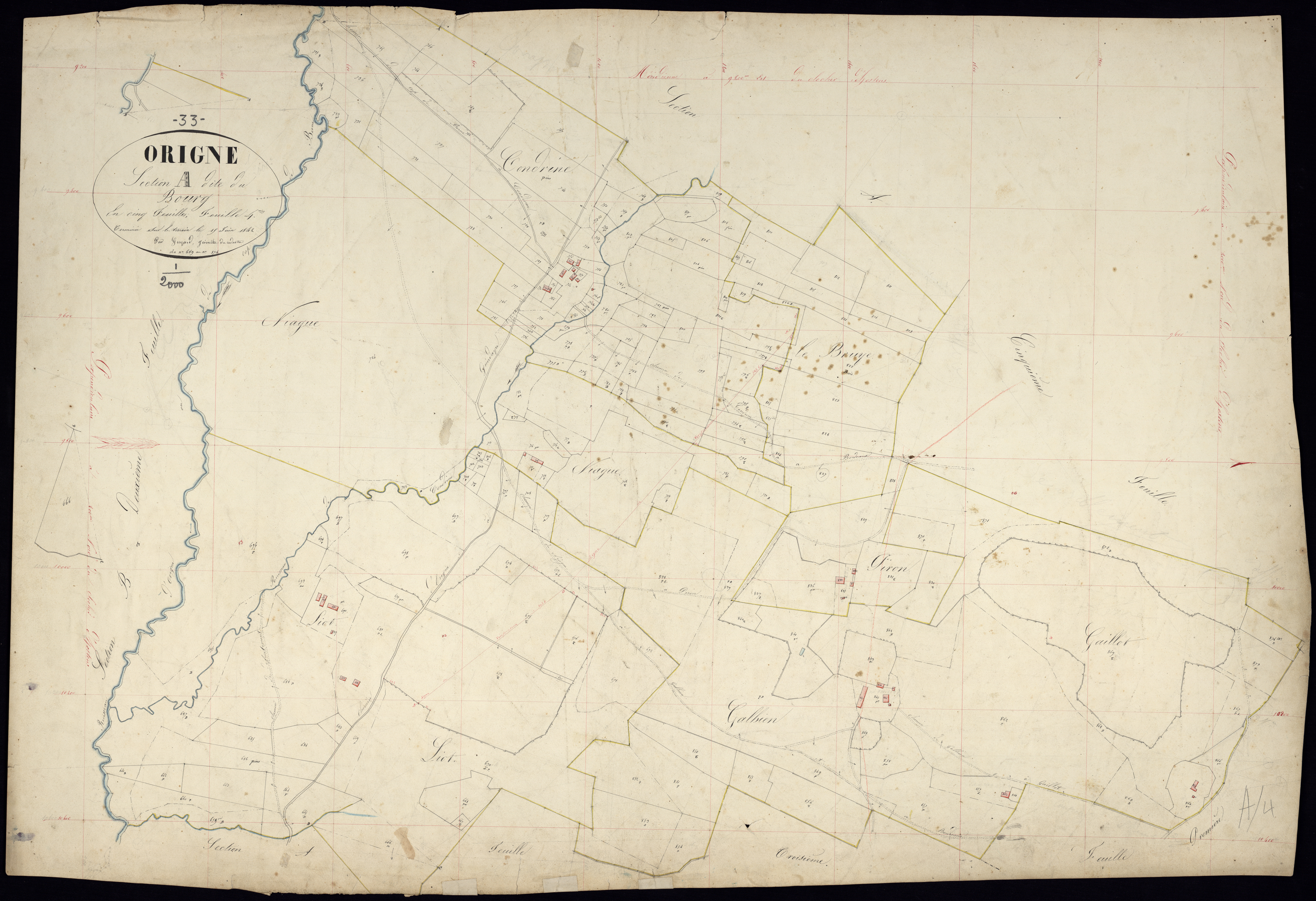 Origne - -Section A feuille 4 : Le Bourg