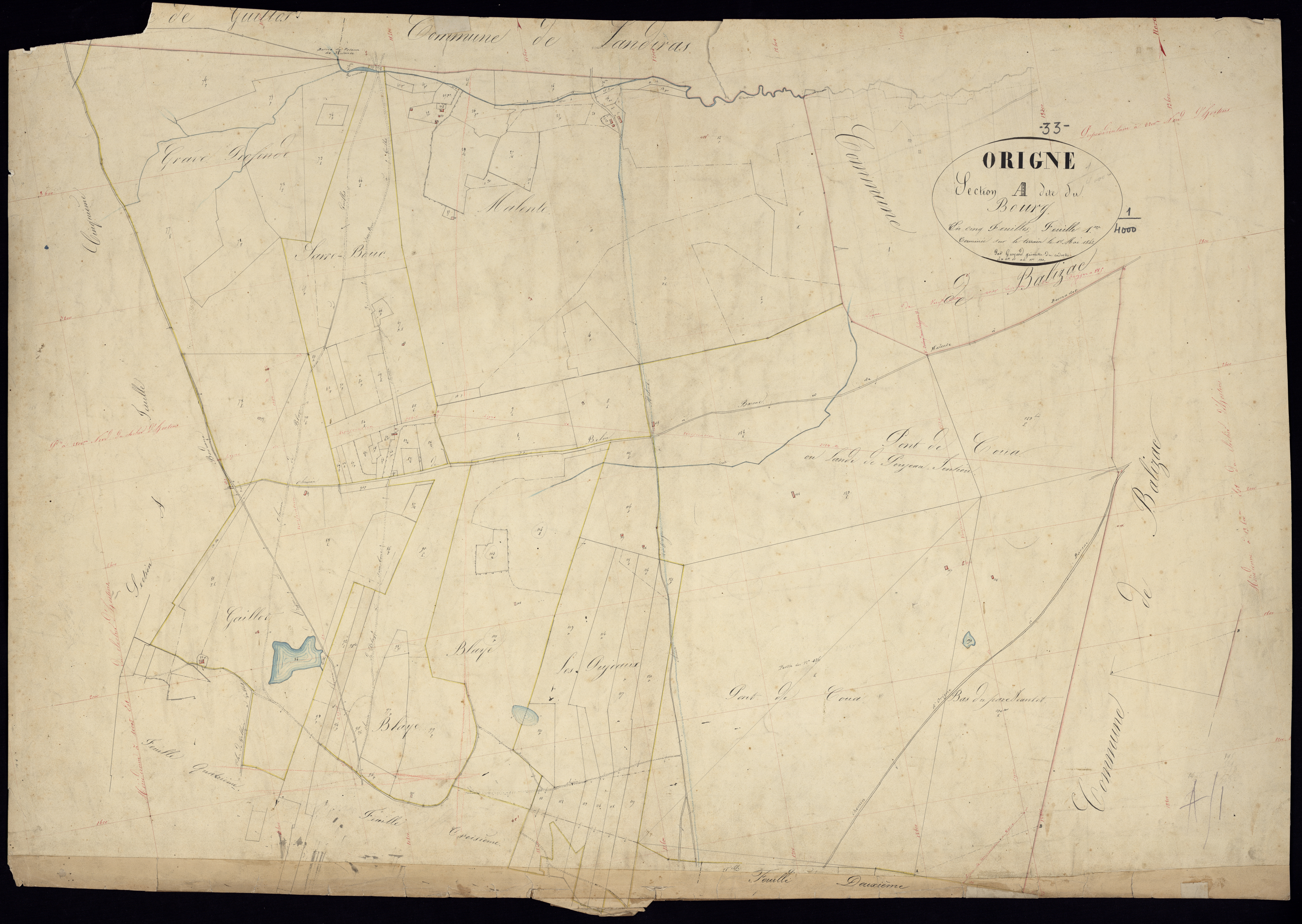 Origne - -Section A feuille 1 : Le Bourg