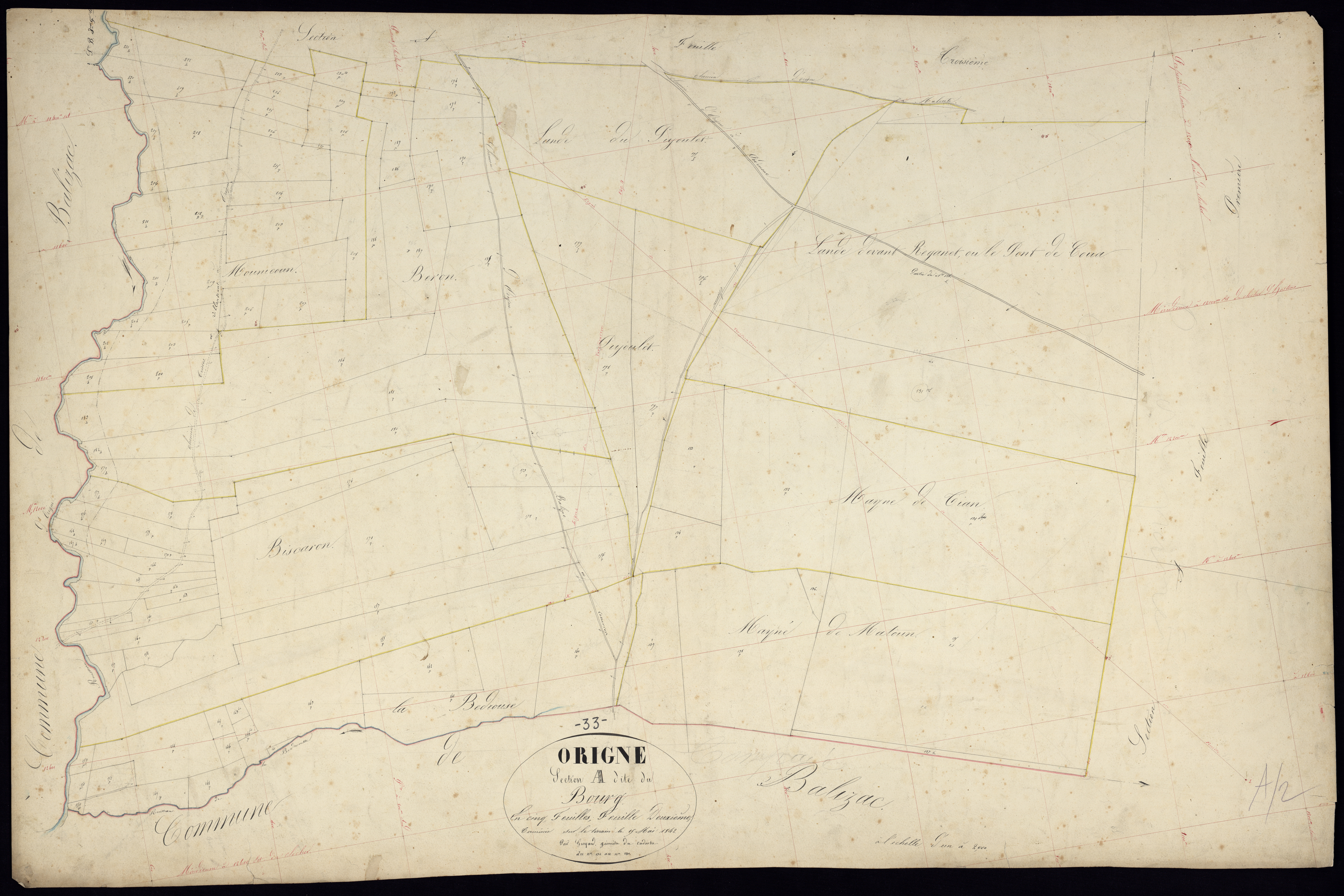 Origne - -Section A feuille 2 : Le Bourg