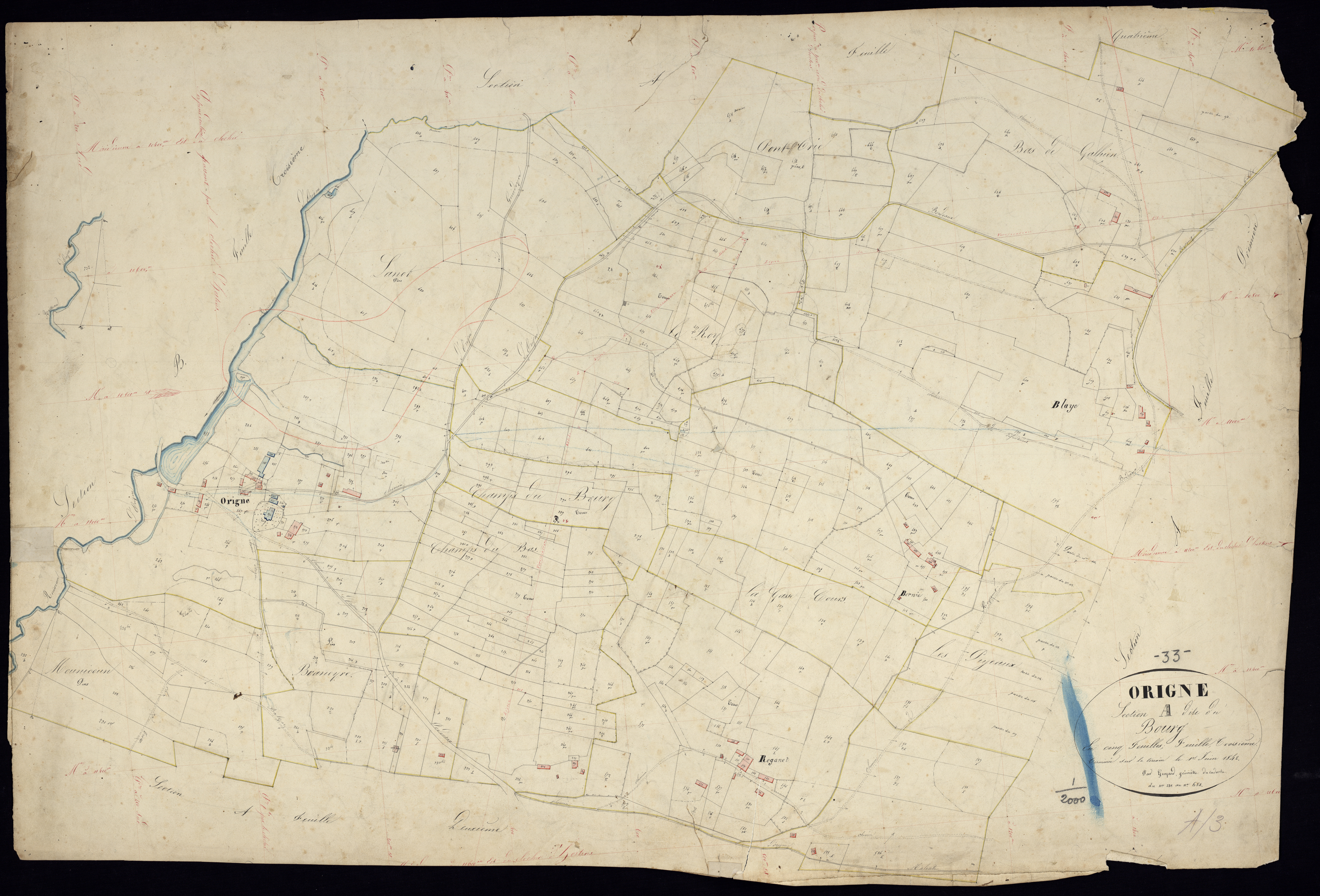 Origne - -Section A feuille 3 : Le Bourg