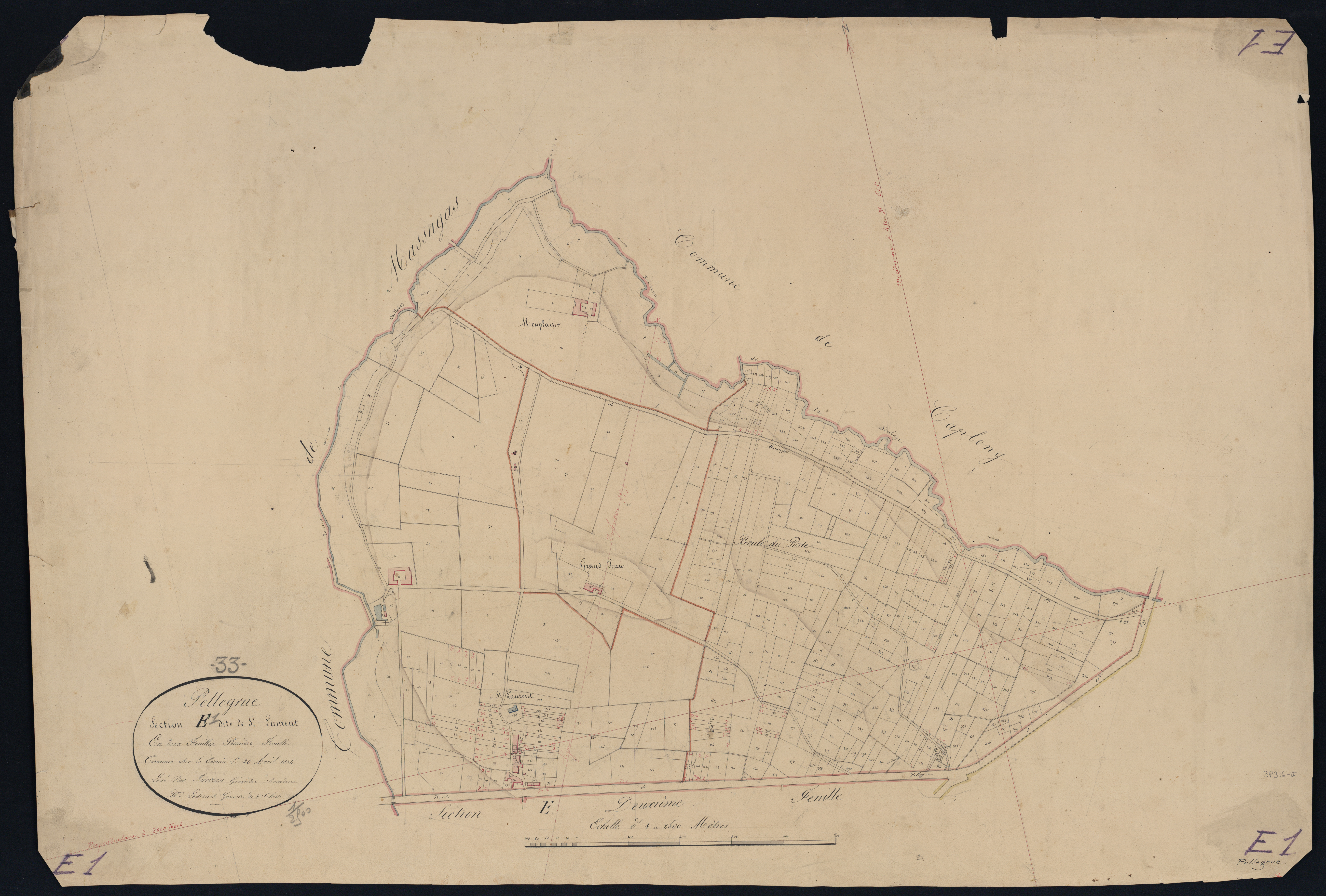 Pellegrue - -Section E feuille 1 : Saint-Laurent