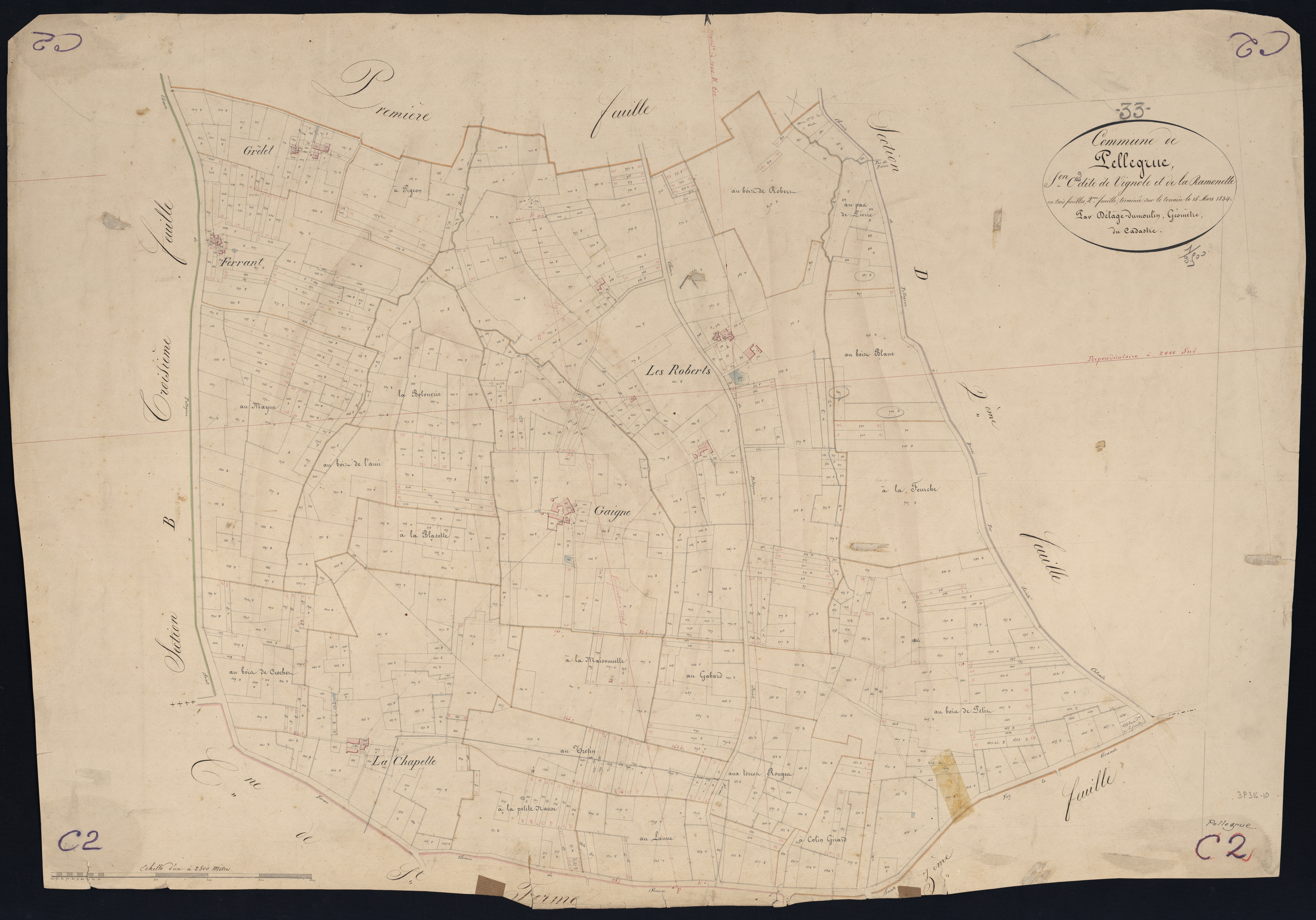 Pellegrue - -Section C feuille 2 : Vignole et La Ramonette