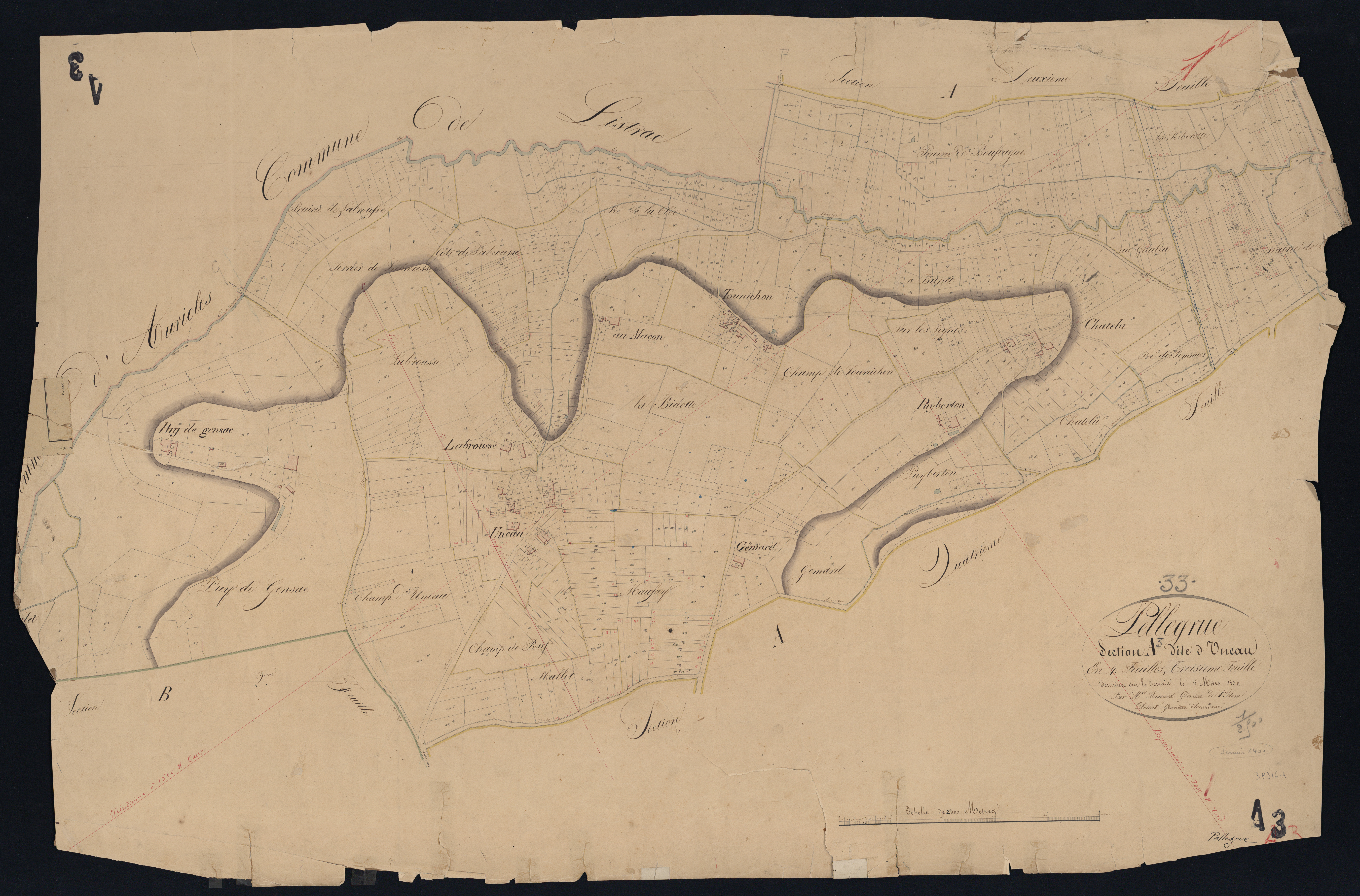 Pellegrue - -Section A feuille 3 : Uneau