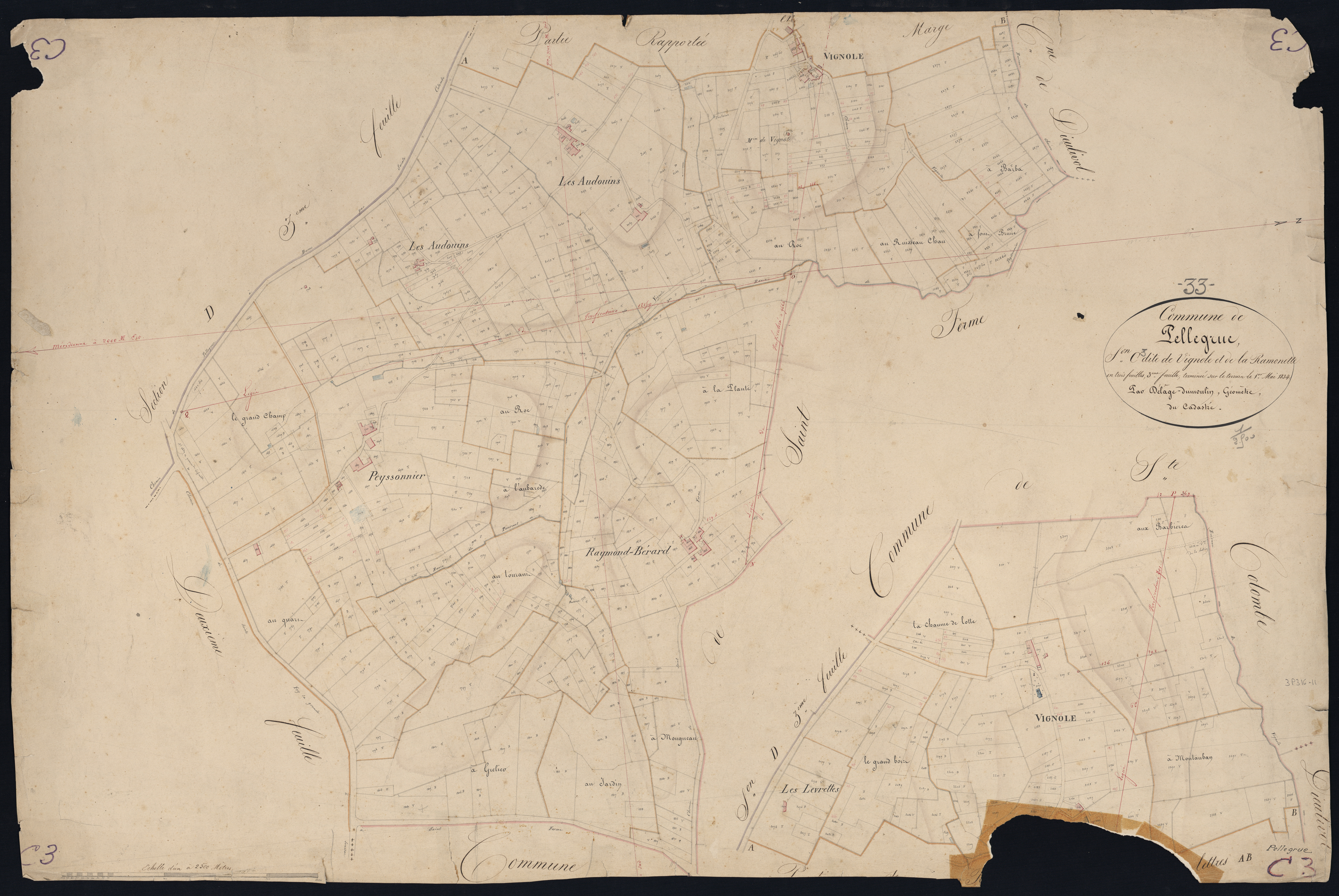 Pellegrue - -Section C feuille 3 : Vignole et La Ramonette