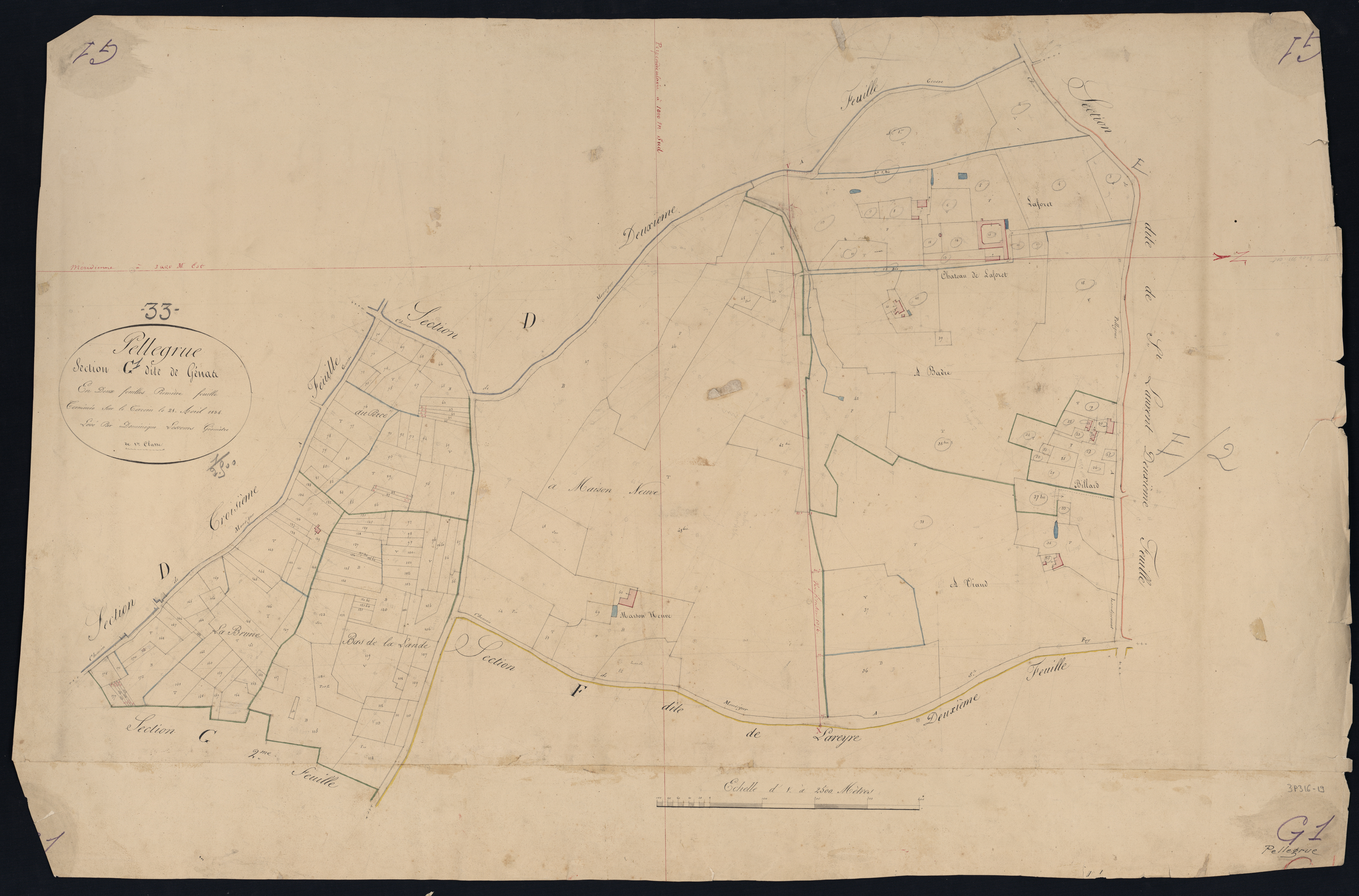 Pellegrue - -Section G feuille 1 : Genas