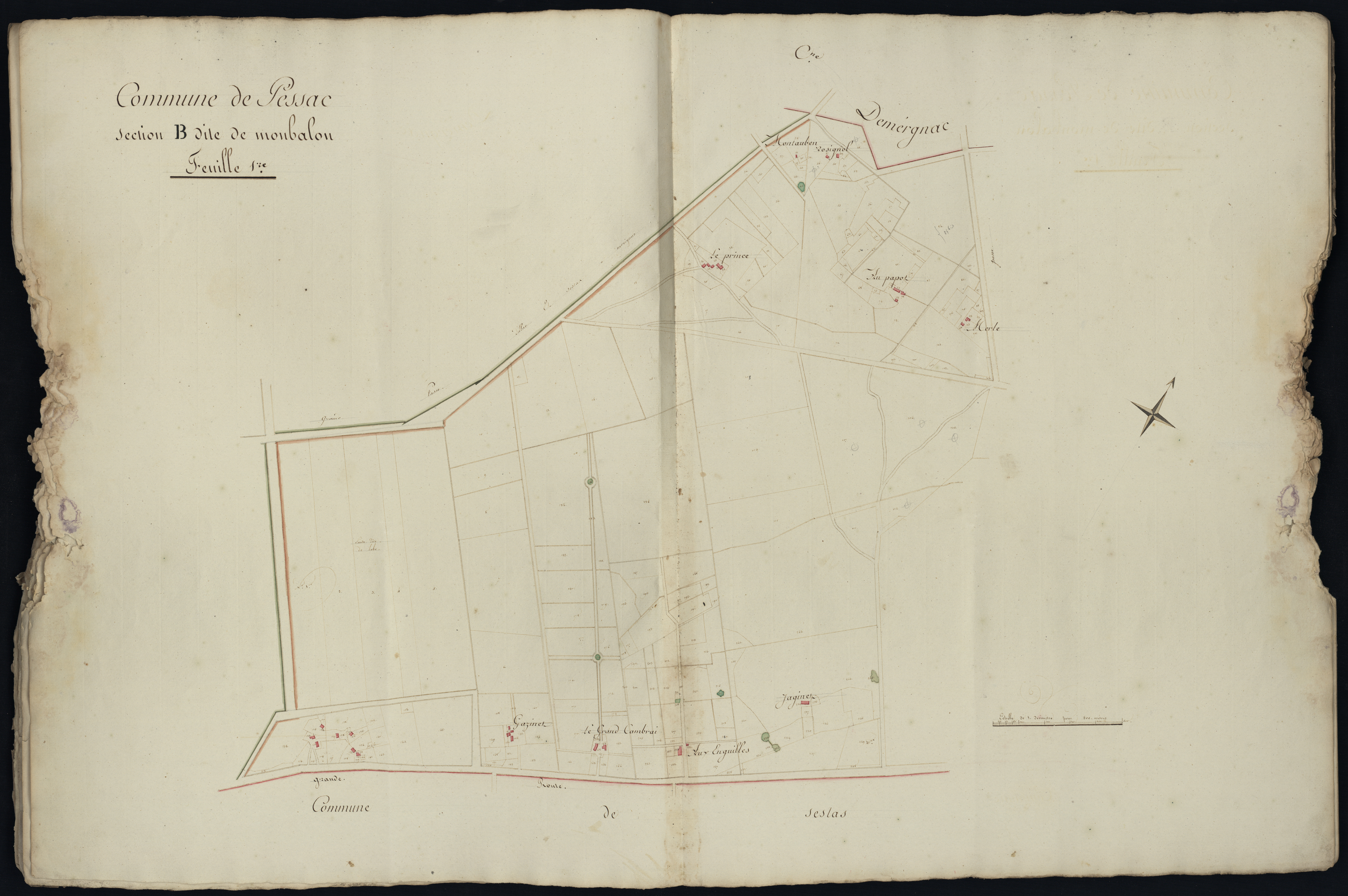 Pessac - -Section B feuille 1 : Monbalon
