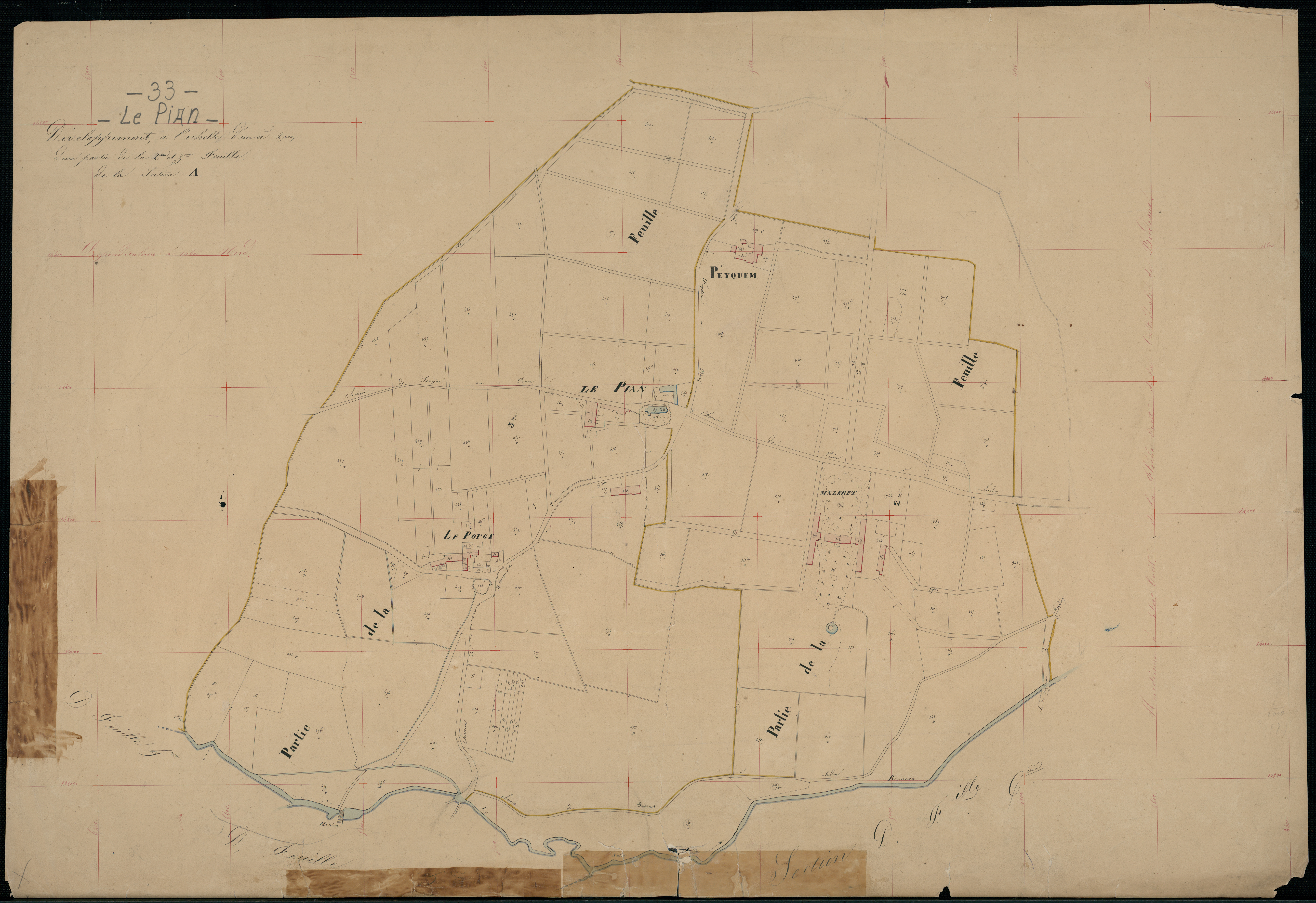 Le Pian-Médoc - -Section A feuille 2 - 3 :