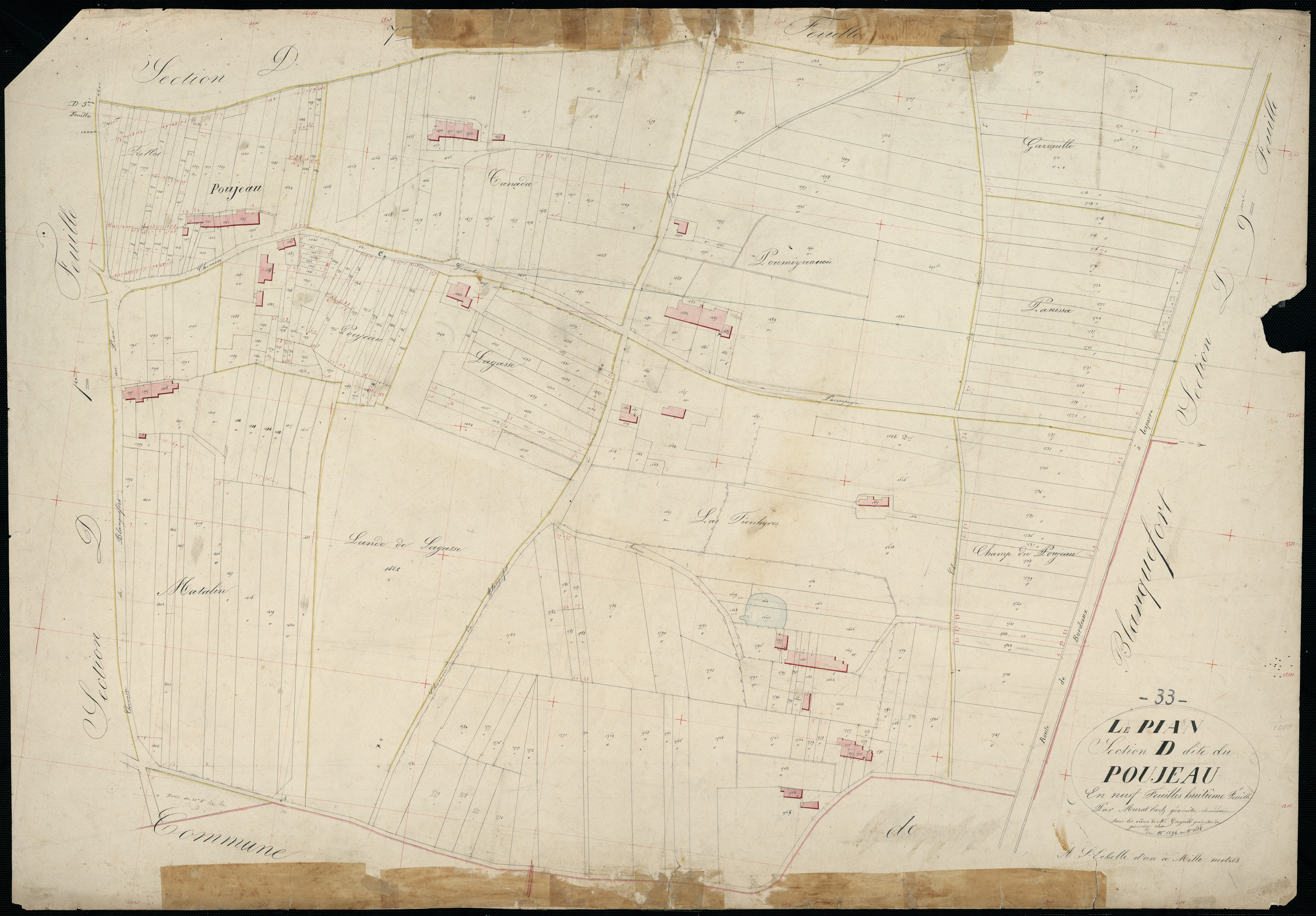 Le Pian-Médoc - -Section D feuille 8 : Le Poujeau
