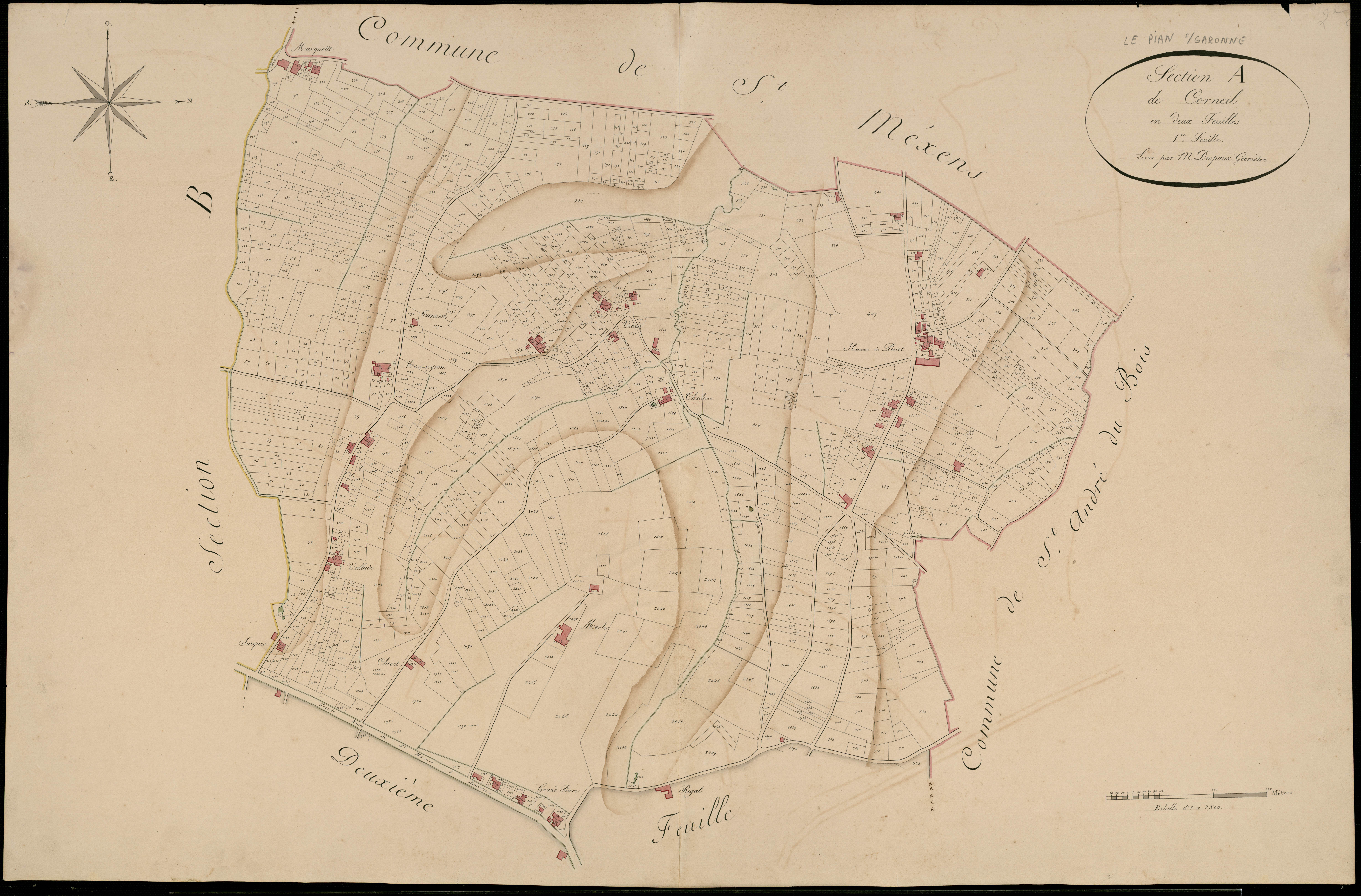 Le Pian-sur-Garonne - -Section A feuille 1 : Corneil