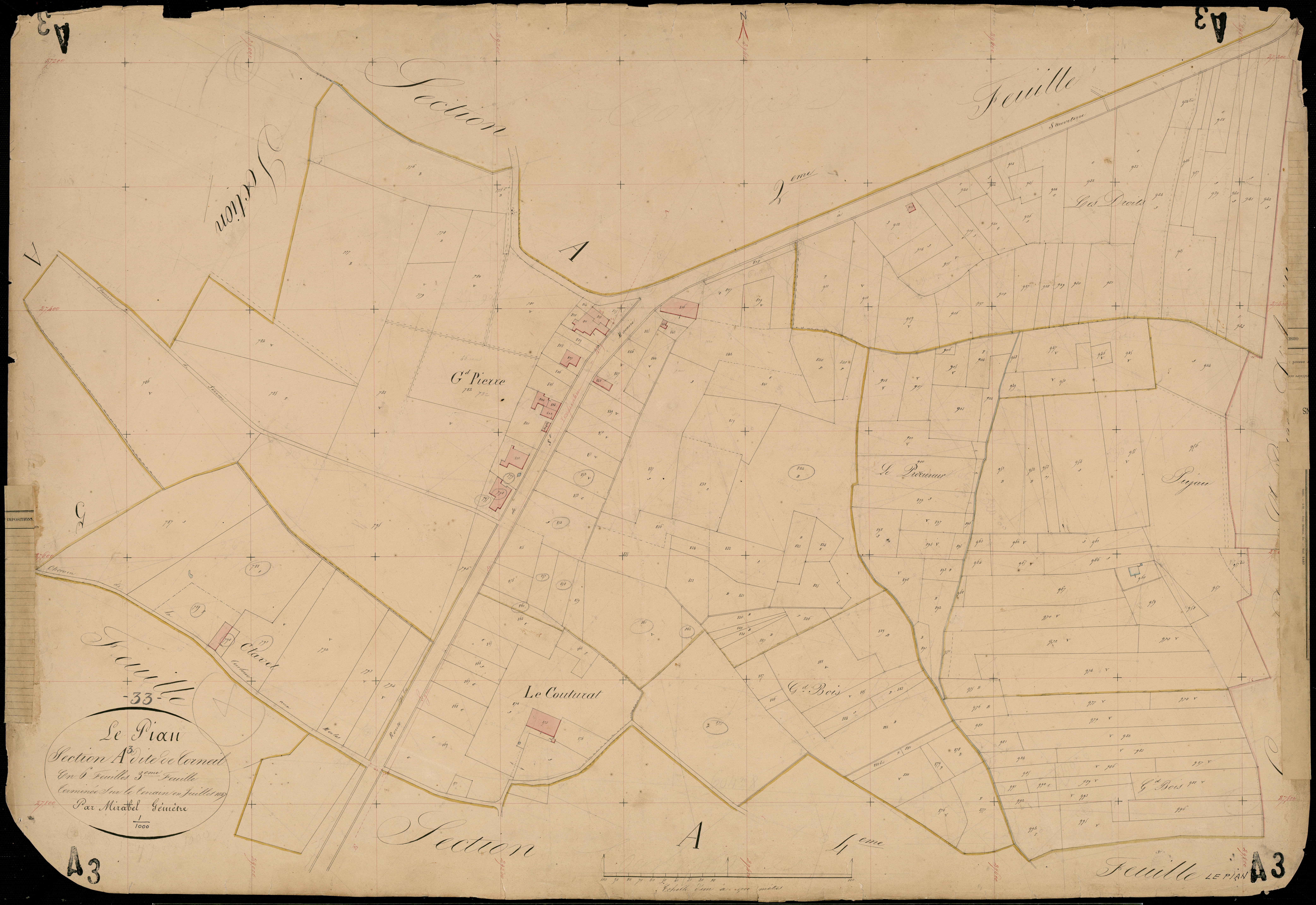 Le Pian-sur-Garonne - -Section A feuille 3 : Corneil
