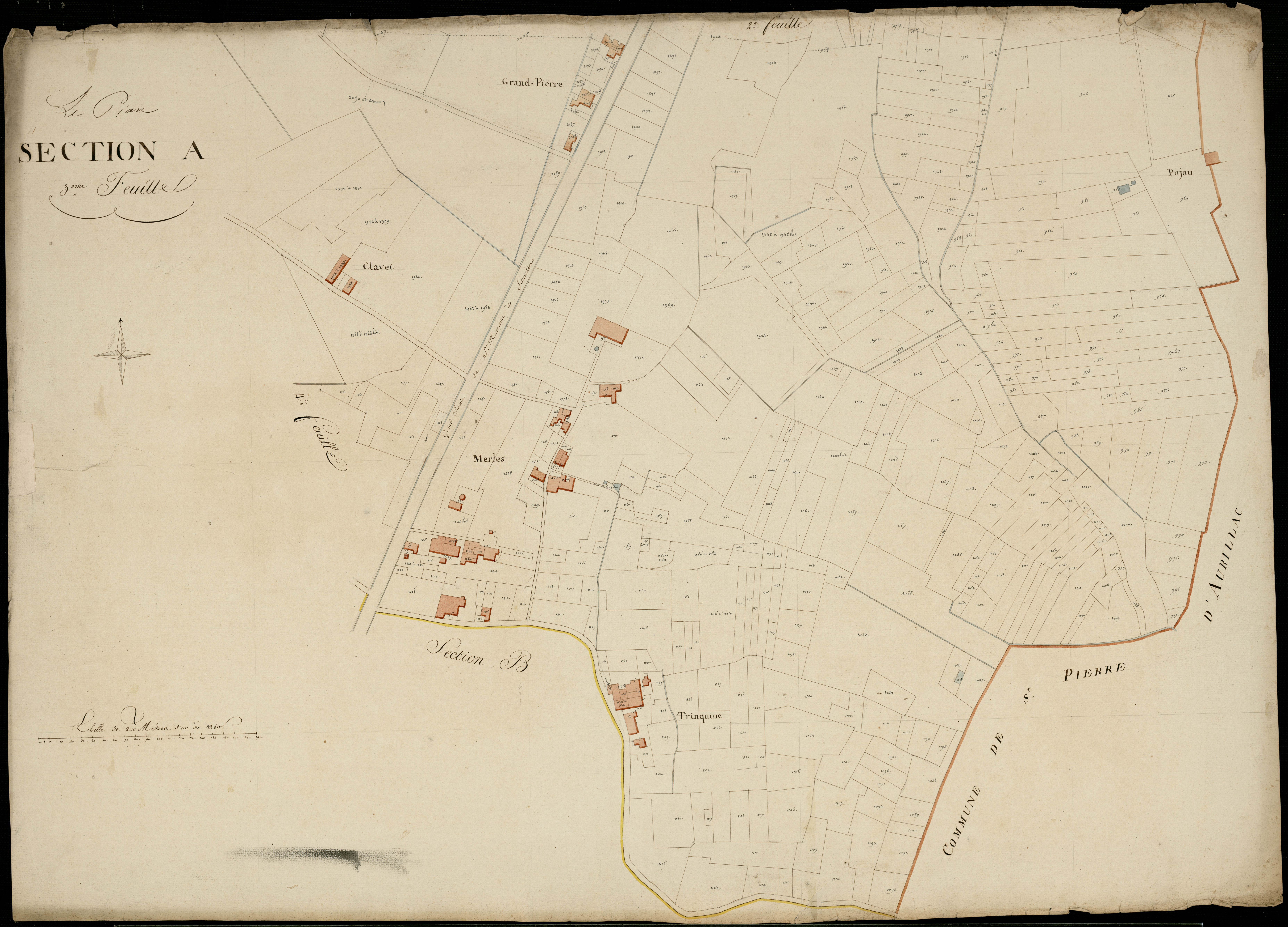 Le Pian-sur-Garonne - -Section A feuille 3 : Corneil