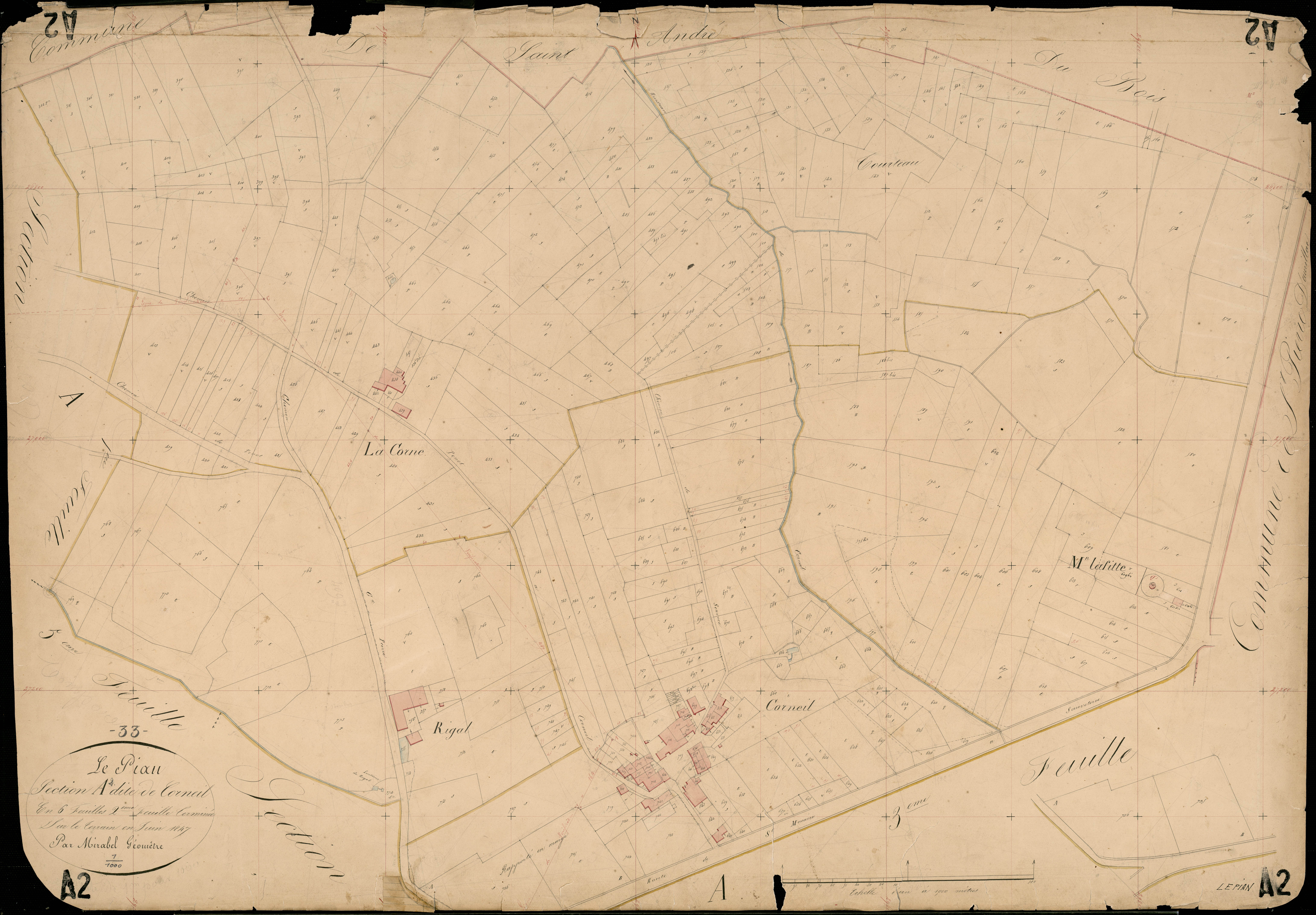 Le Pian-sur-Garonne - -Section A feuille 2 : Corneil