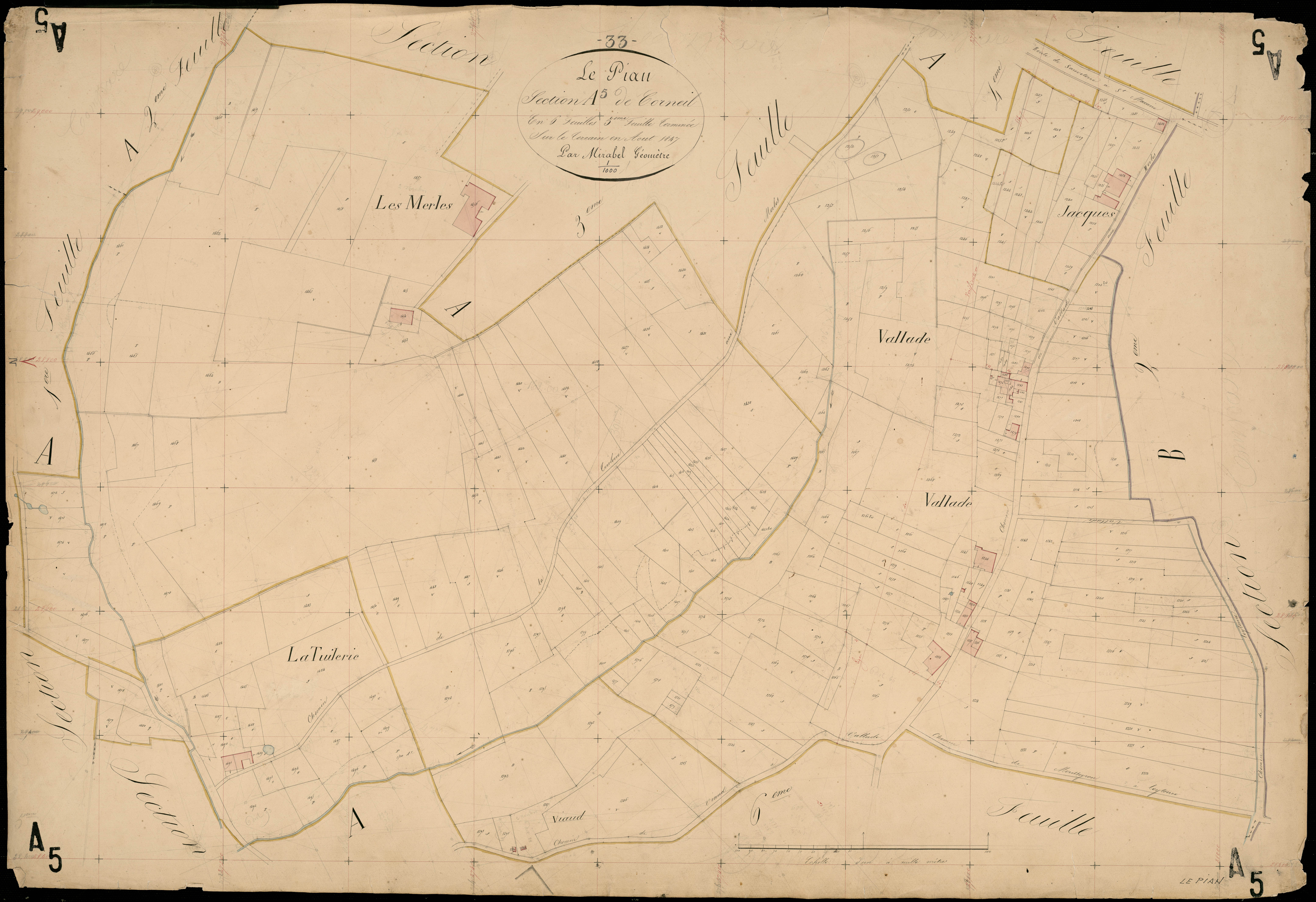Le Pian-sur-Garonne - -Section A feuille 5 : Corneil