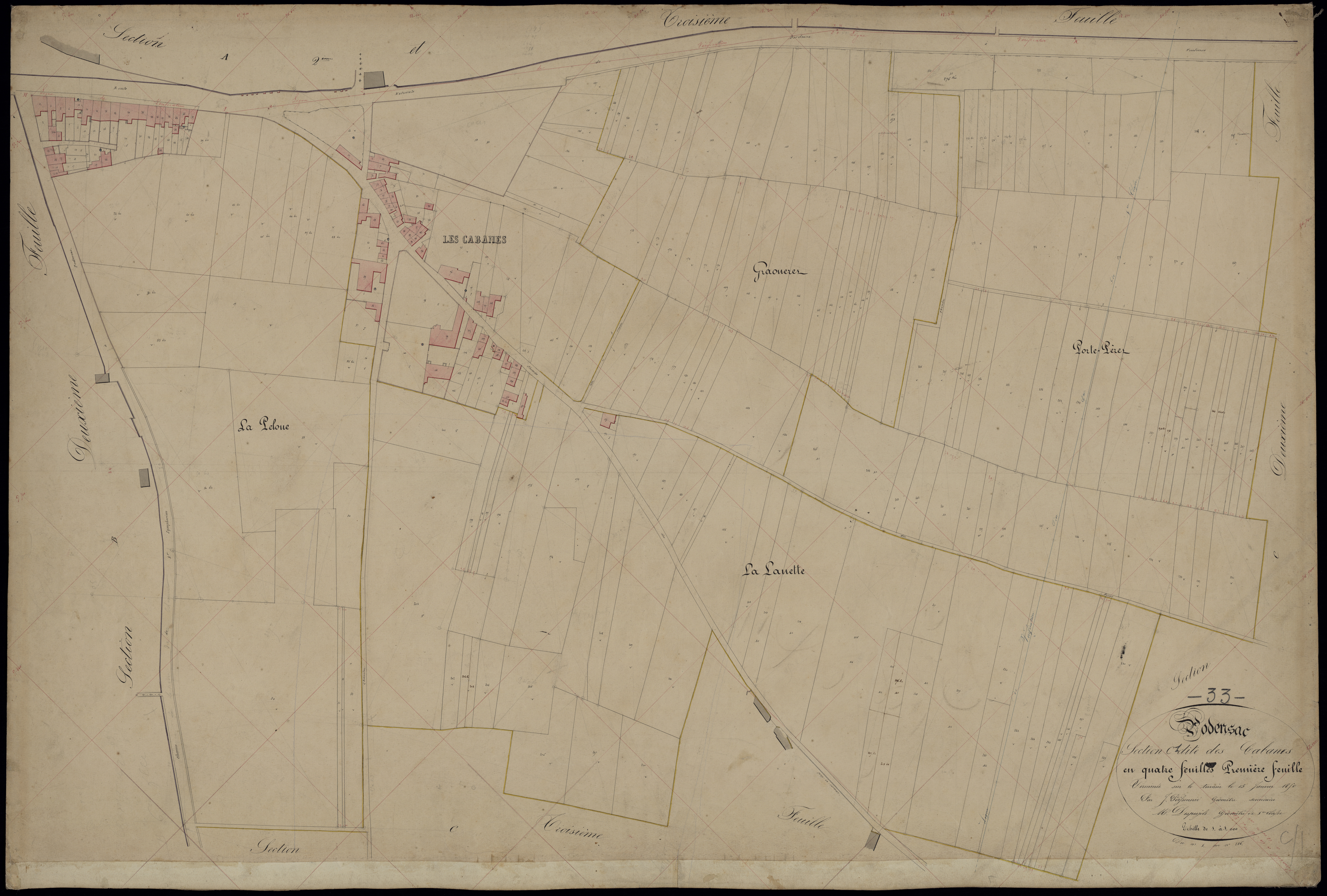 Podensac - -Section C feuille 1 : Les Cabannes