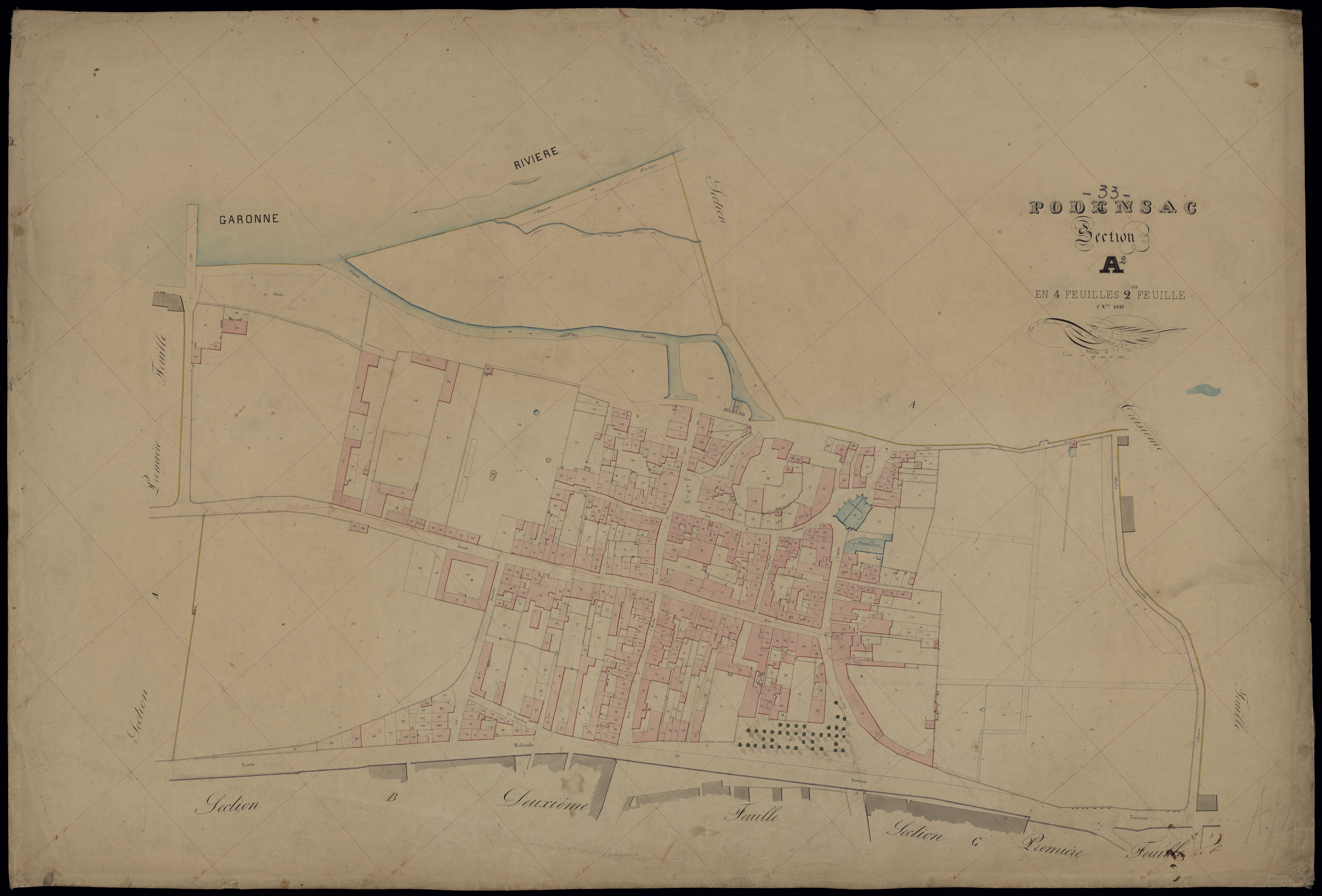 Podensac - -Section A feuille 2 : Le Bourg