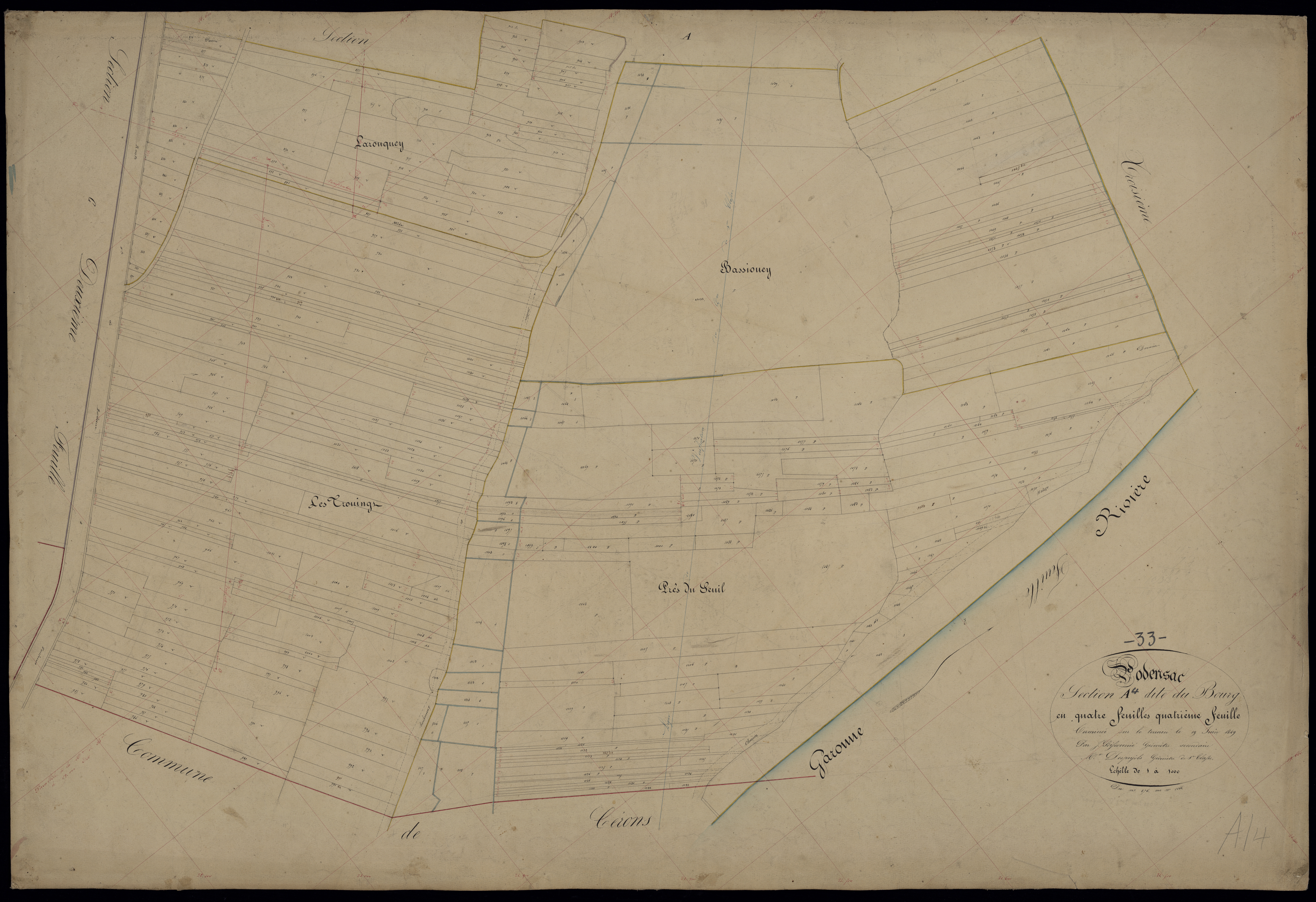 Podensac - -Section A feuille 4 : Le Bourg