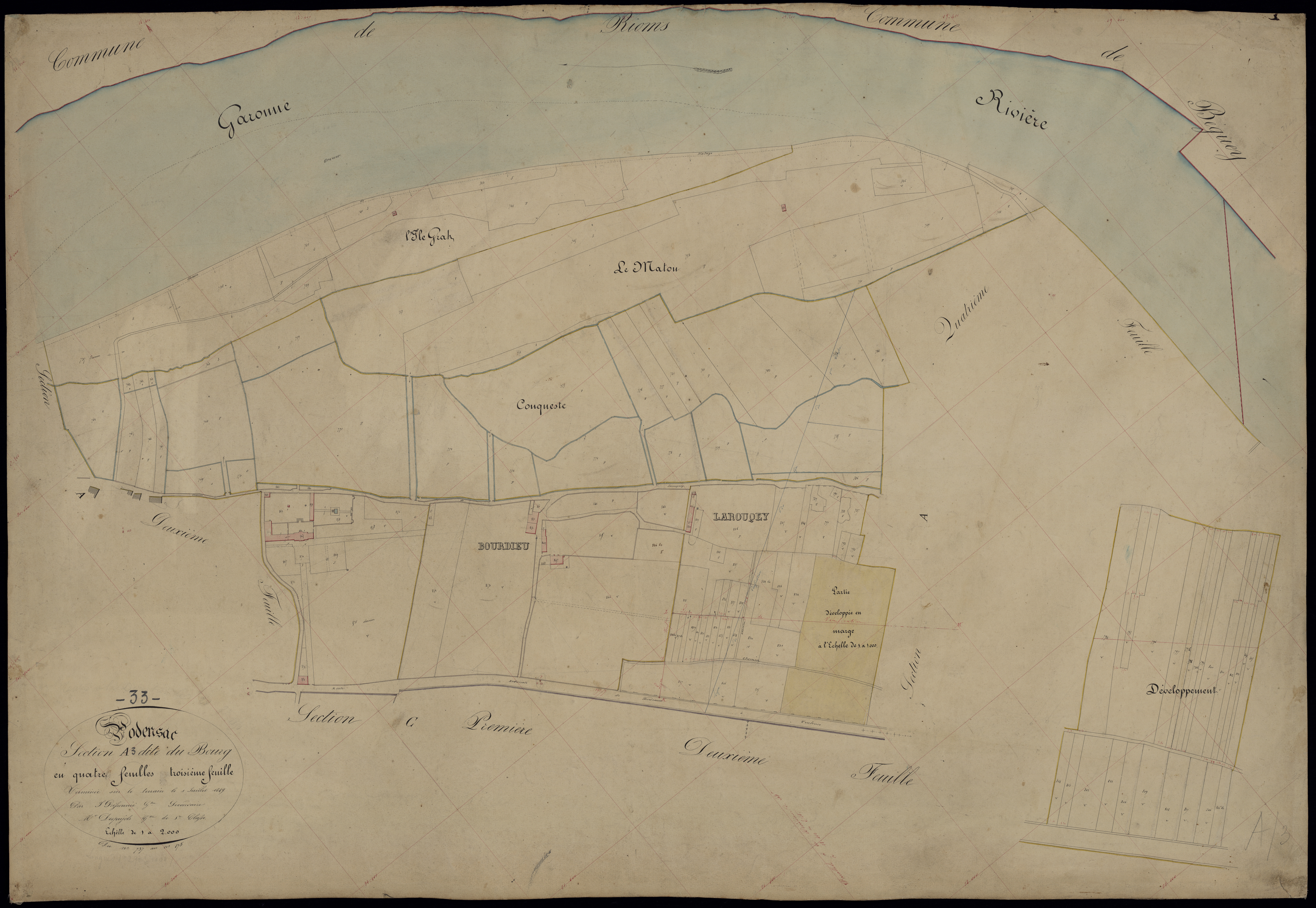 Podensac - -Section A feuille 3 : Le Bourg