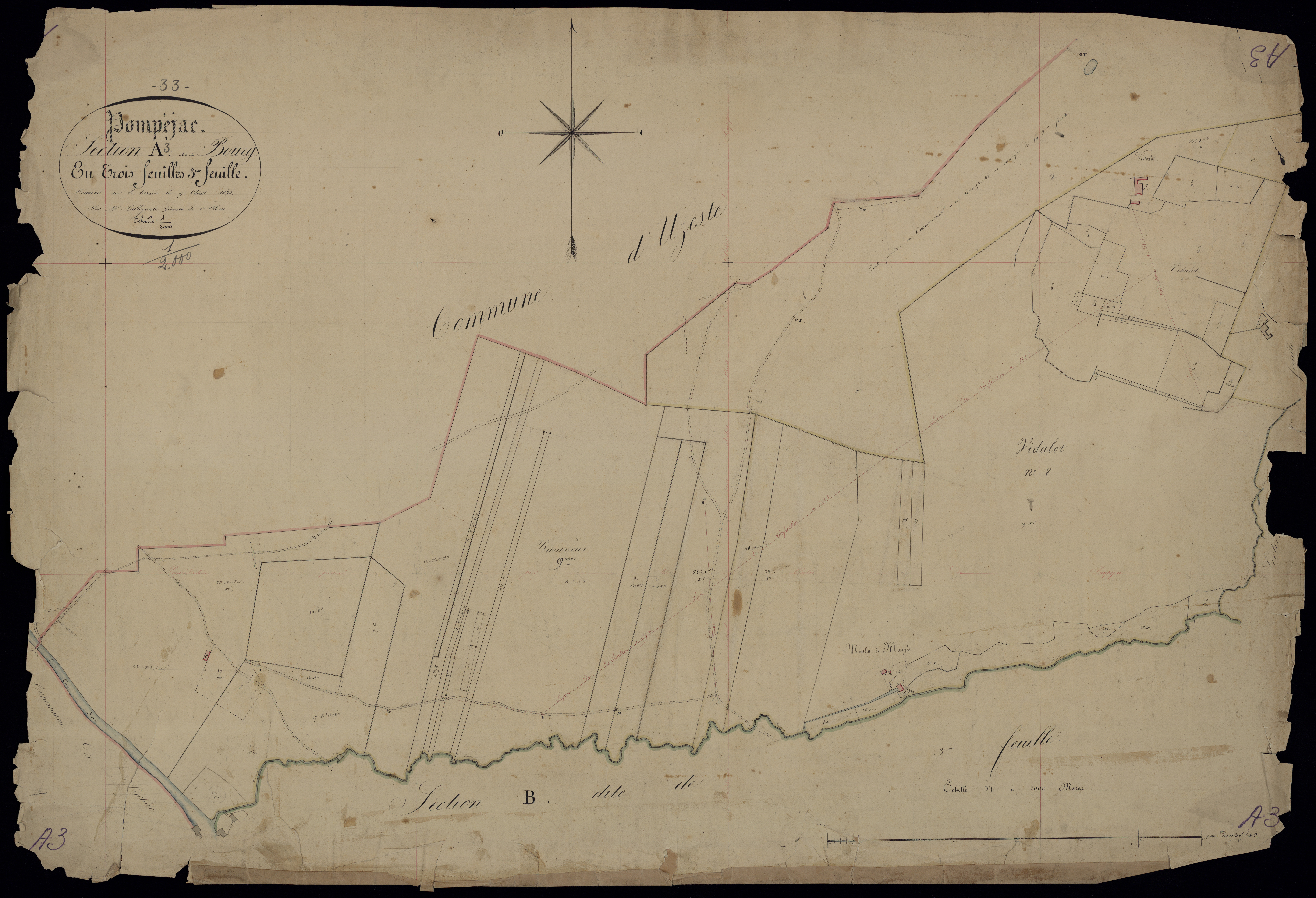 Pompéjac - -Section A feuille 2 : Le Bourg