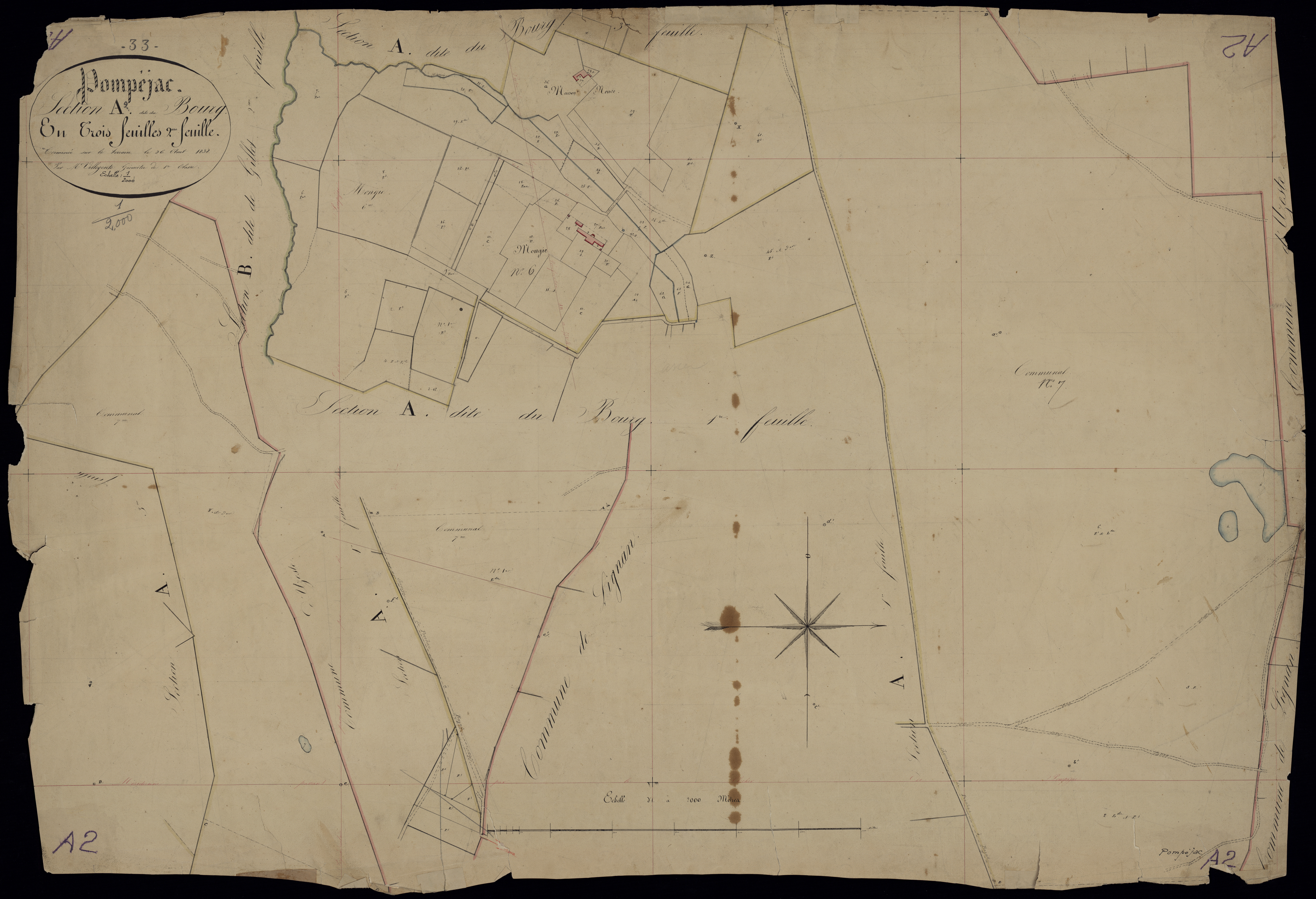 Pompéjac - -Section A feuille 1 : Le Bourg