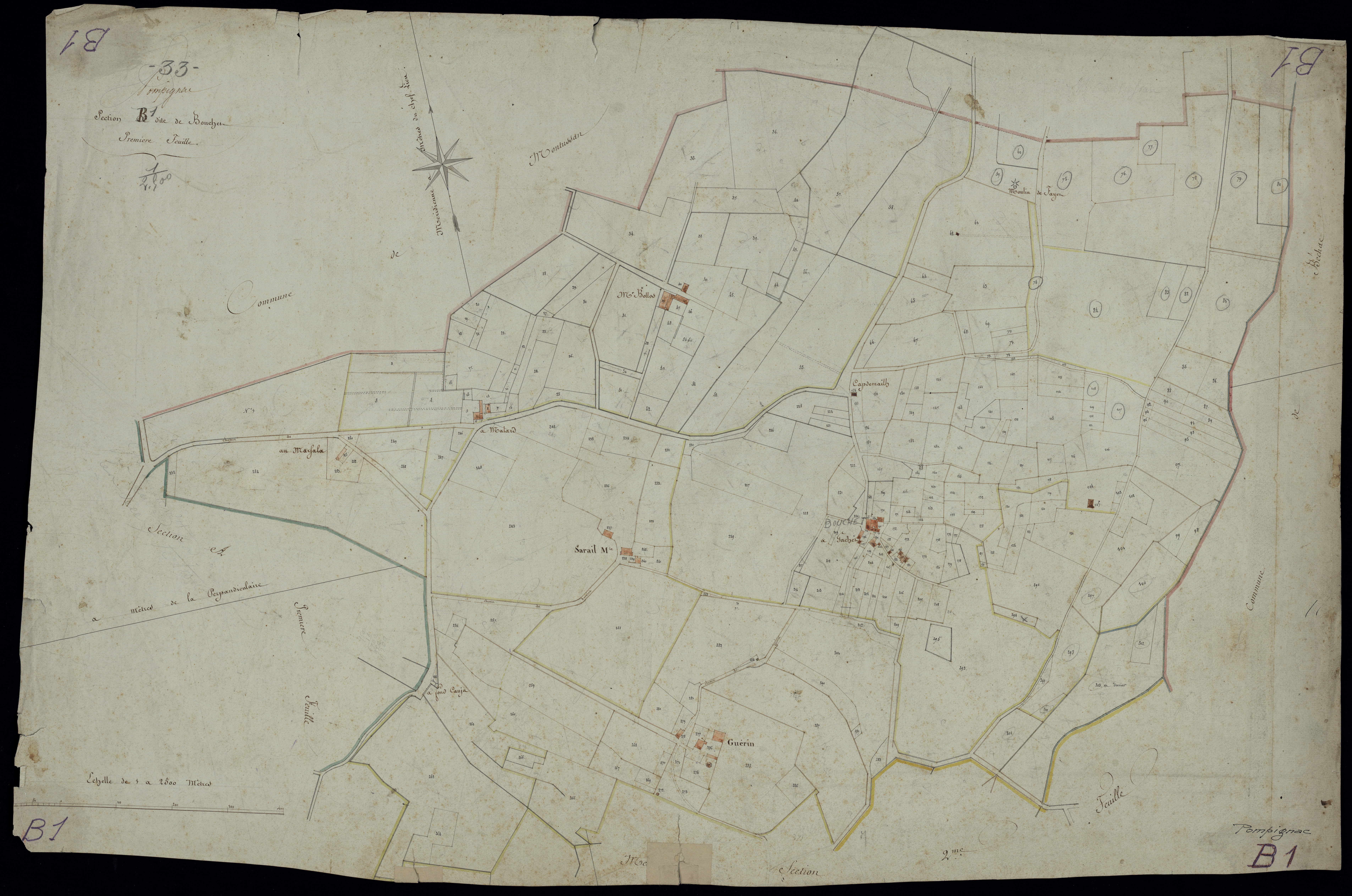 Pompignac - -Section B feuille 1 : Bouchet