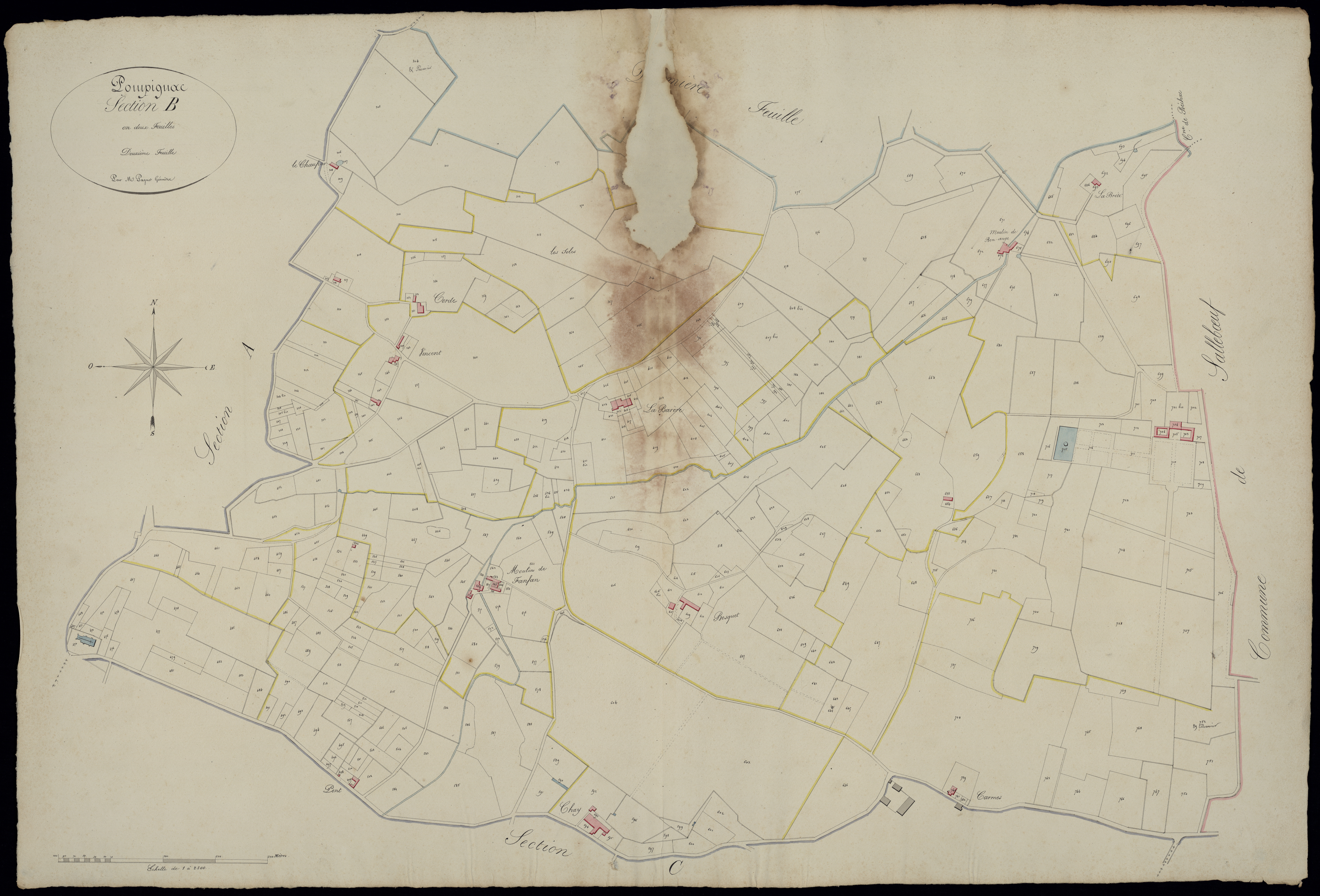 Pompignac - -Section B feuille 2 : Bouchet