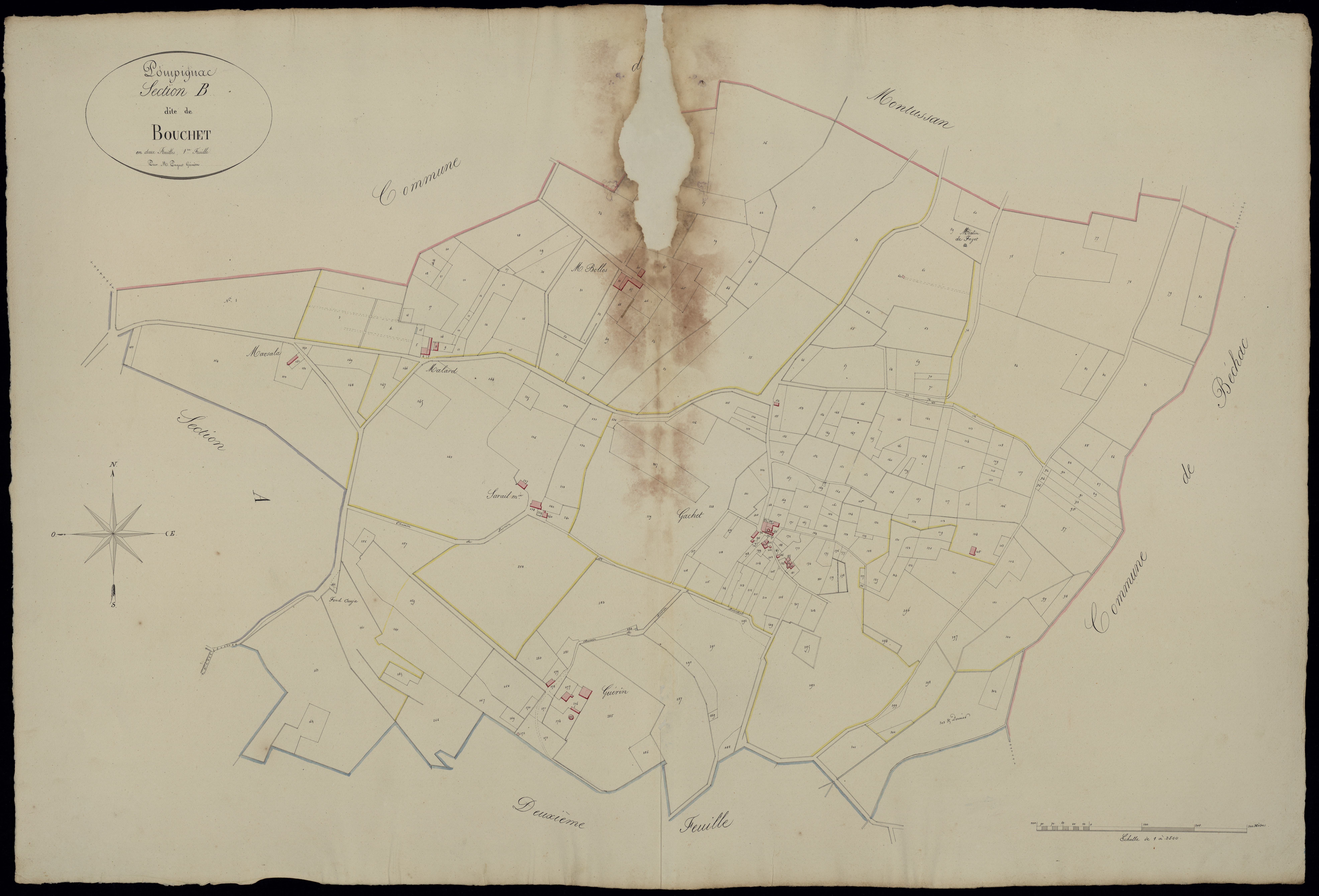 Pompignac - -Section B feuille 1 : Bouchet