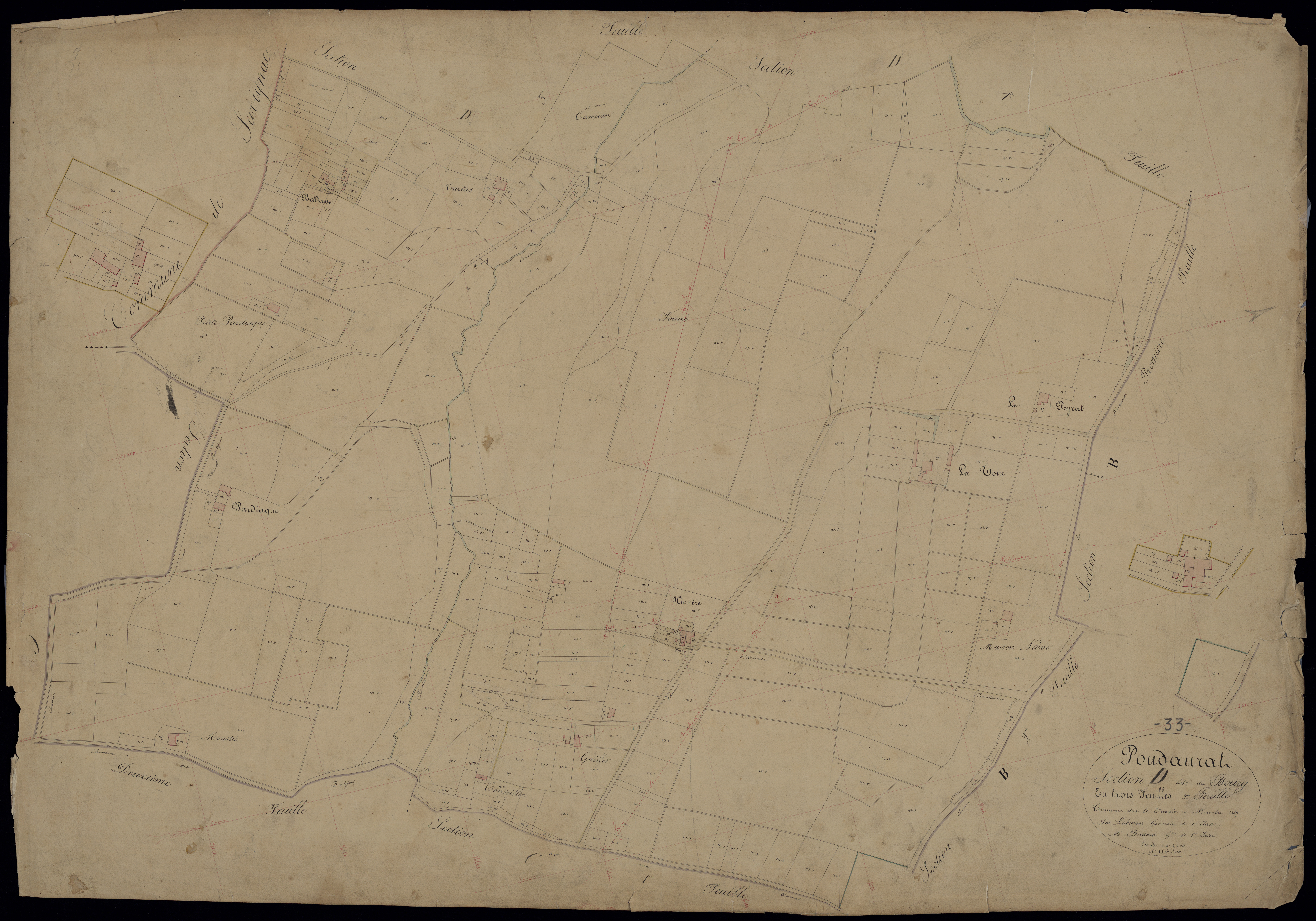 Pondaurat - -Section D feuille 2 : Le Bourg