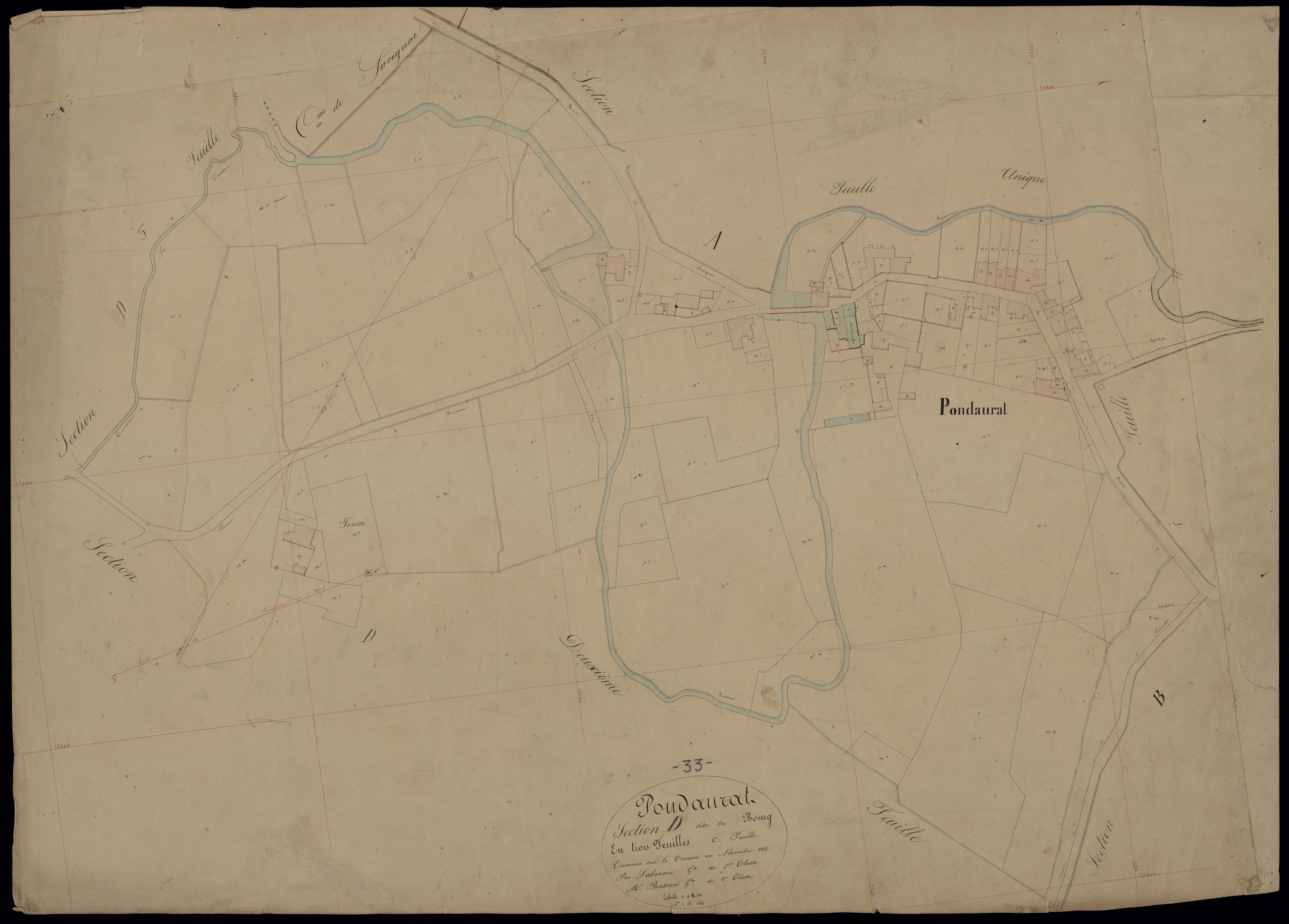 Pondaurat - -Section D feuille 1 : Le Bourg
