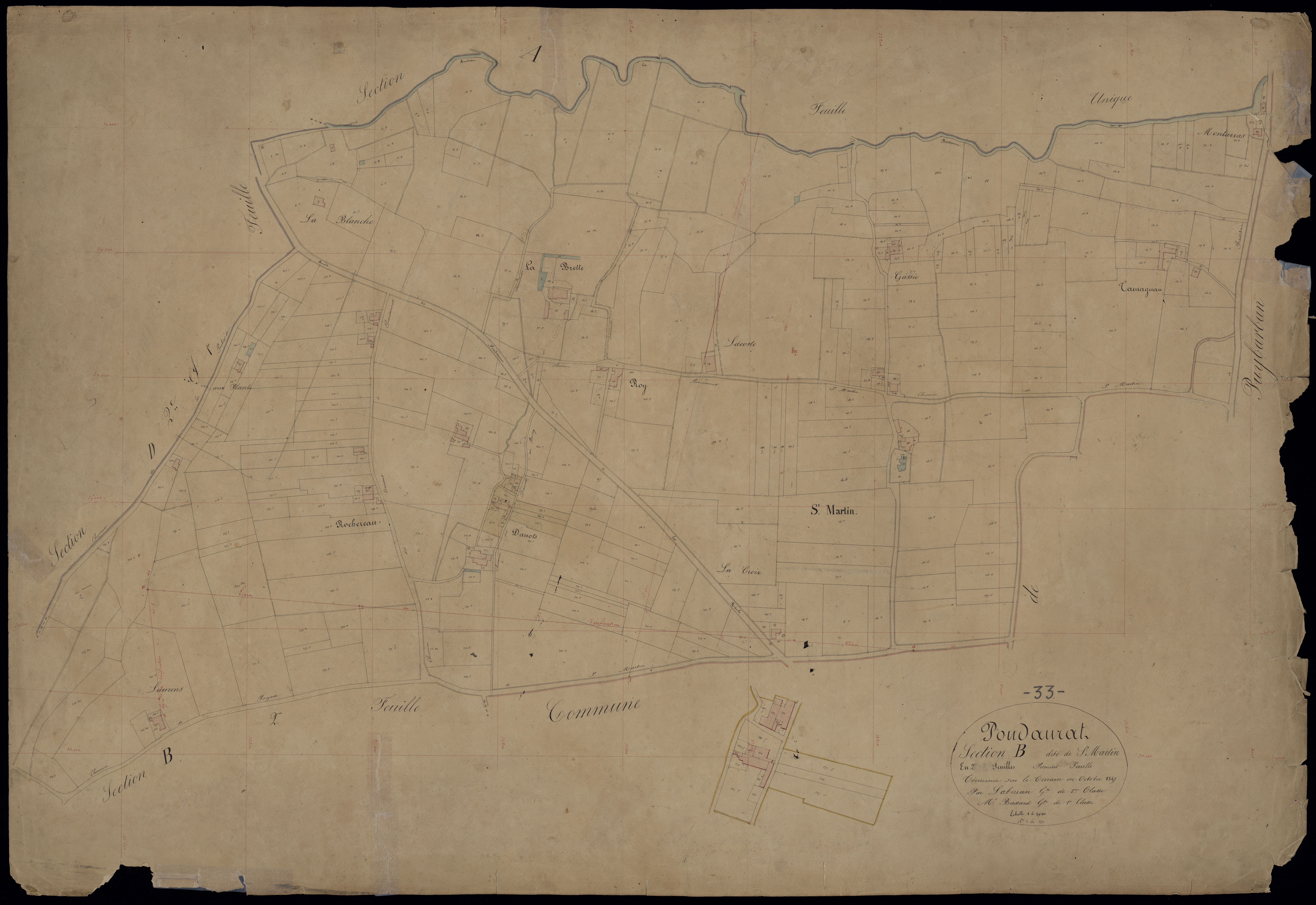 Pondaurat - -Section B feuille 1 : Saint-Martin