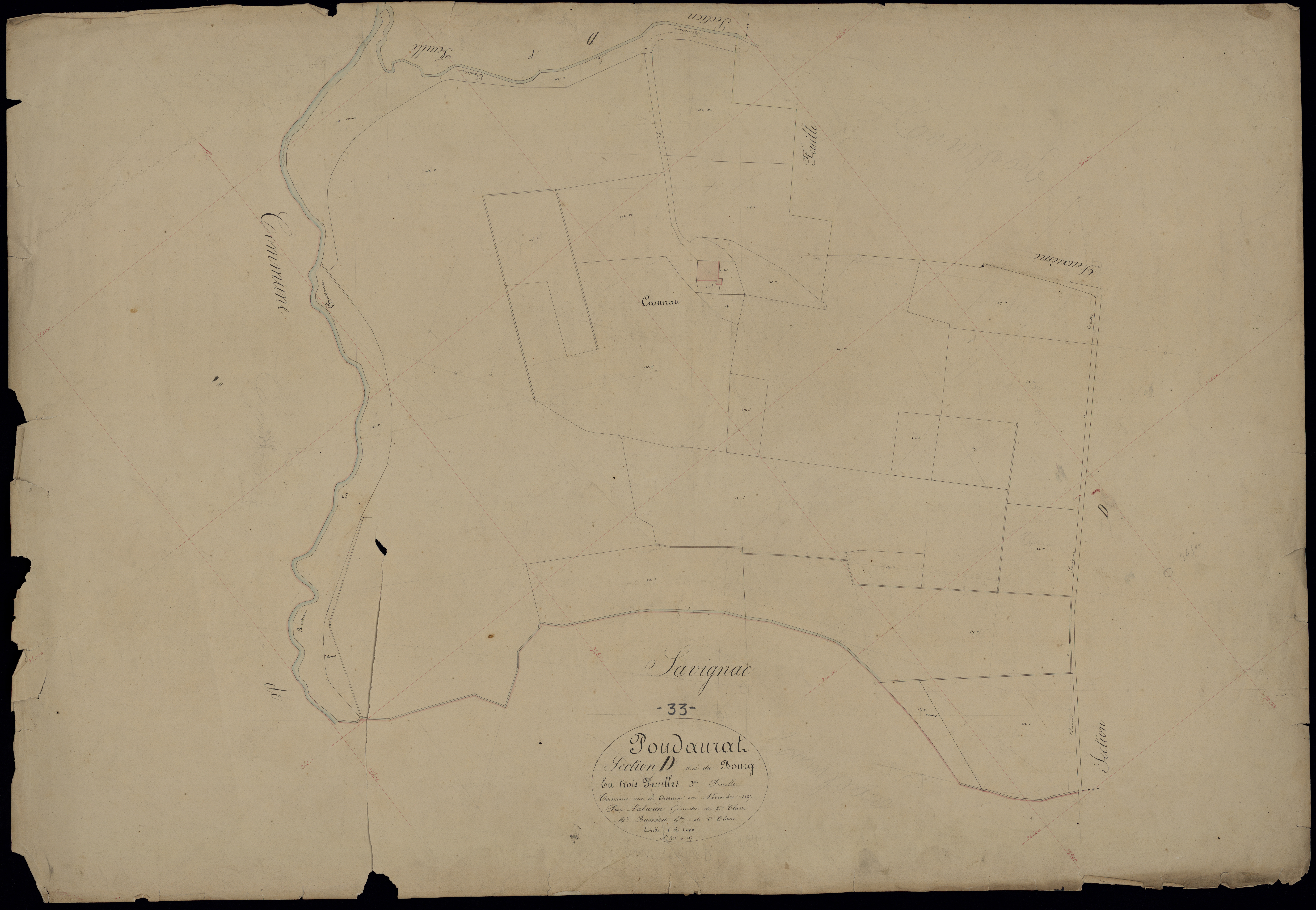 Pondaurat - -Section D feuille 3 : Le Bourg