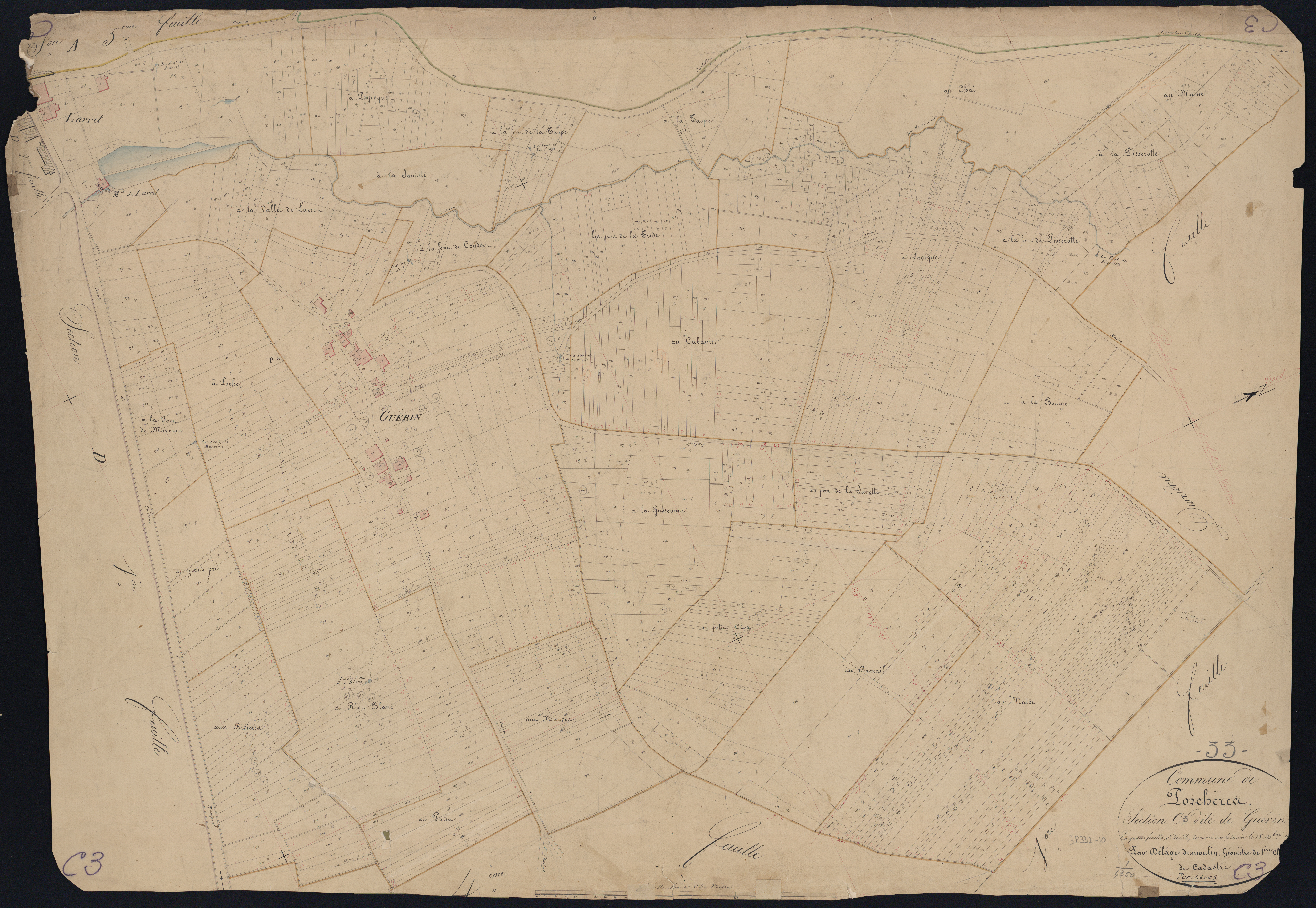 Porchères - -Section C feuille 3 : Guérin