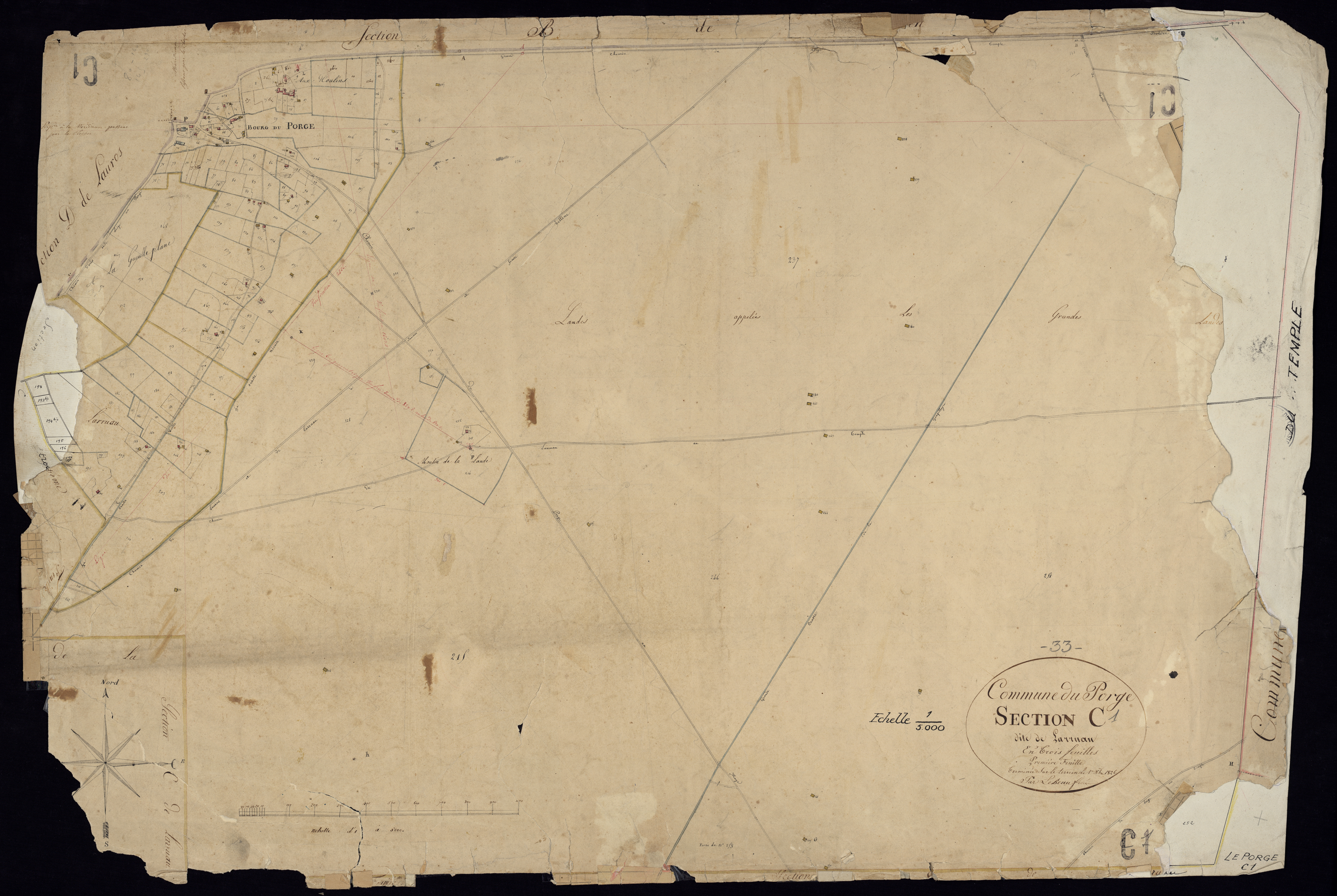 Le Porge - -Section C feuille 1 : Larruau