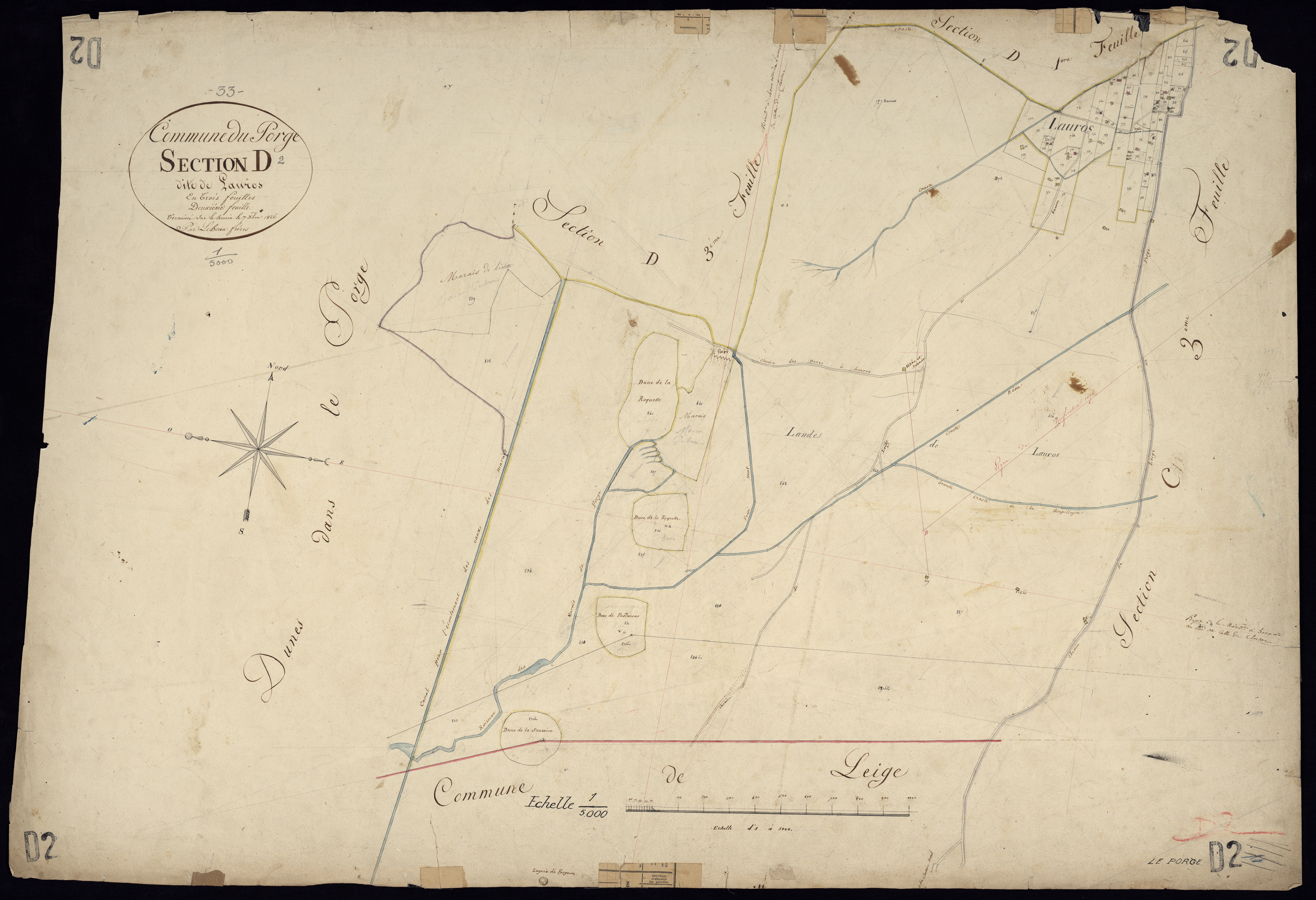 Le Porge - -Section D feuille 2 : Lauros