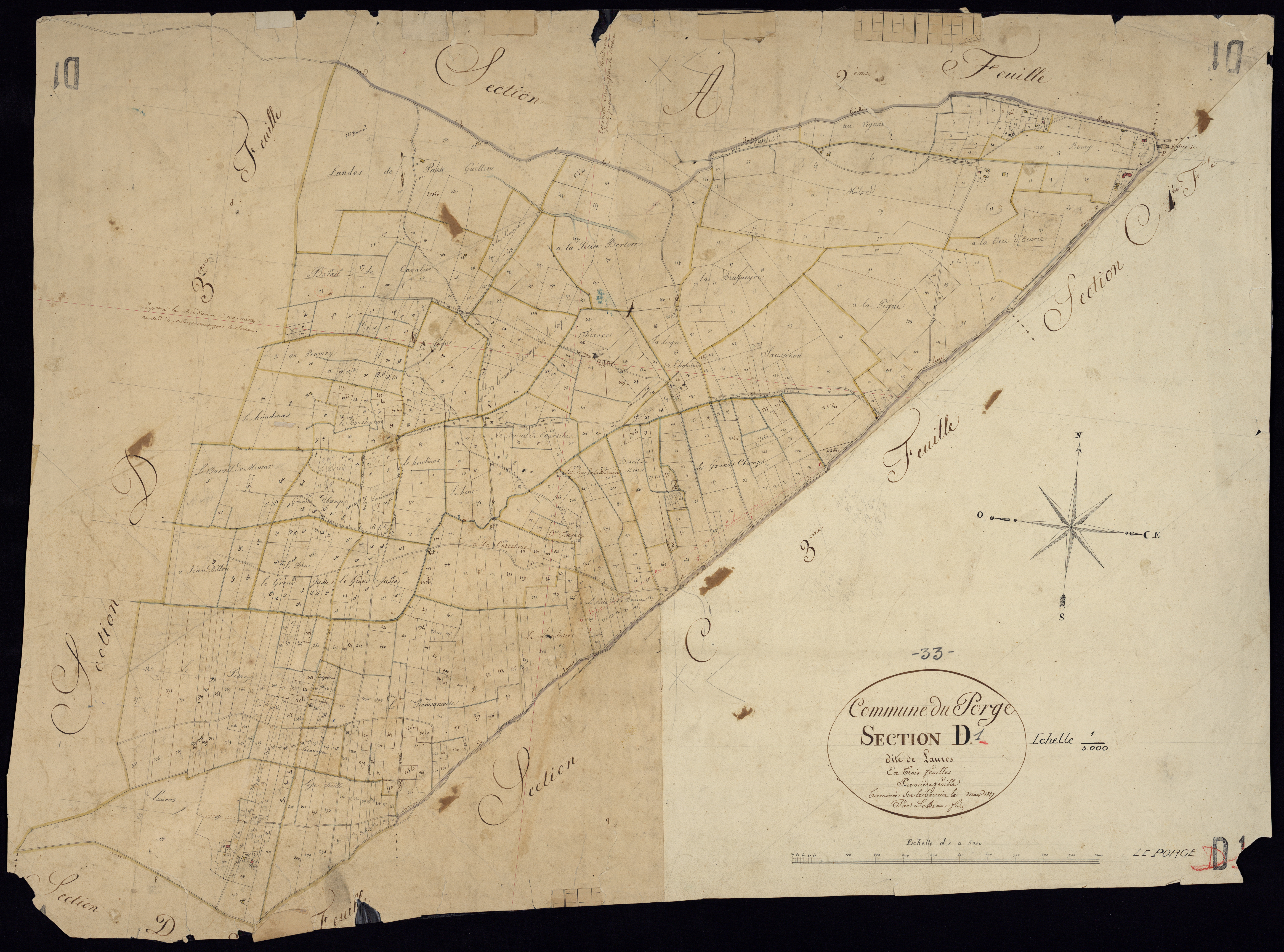 Le Porge - -Section D feuille 1 : Lauros