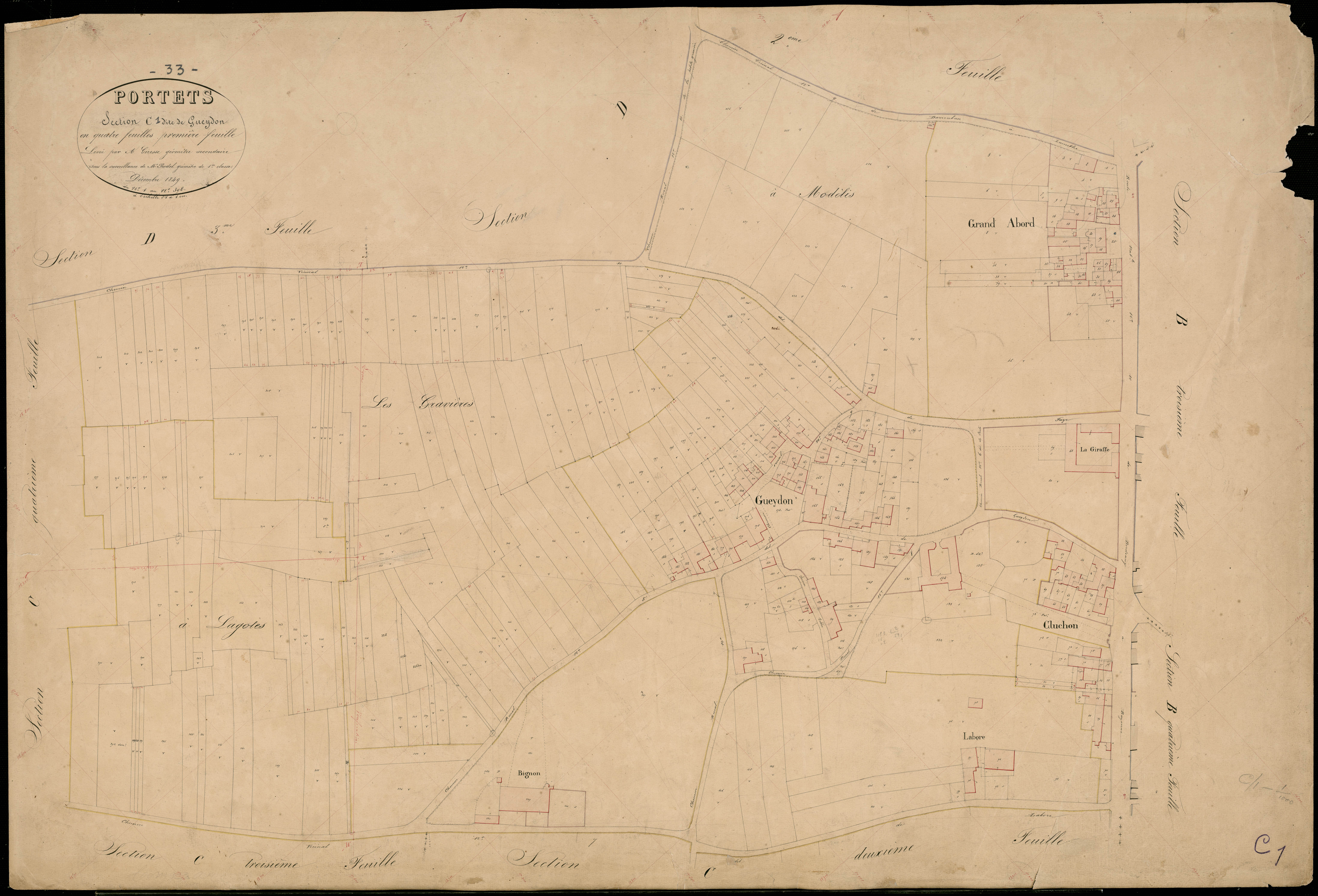 Portets - -Section C feuille 1 : Gueydon