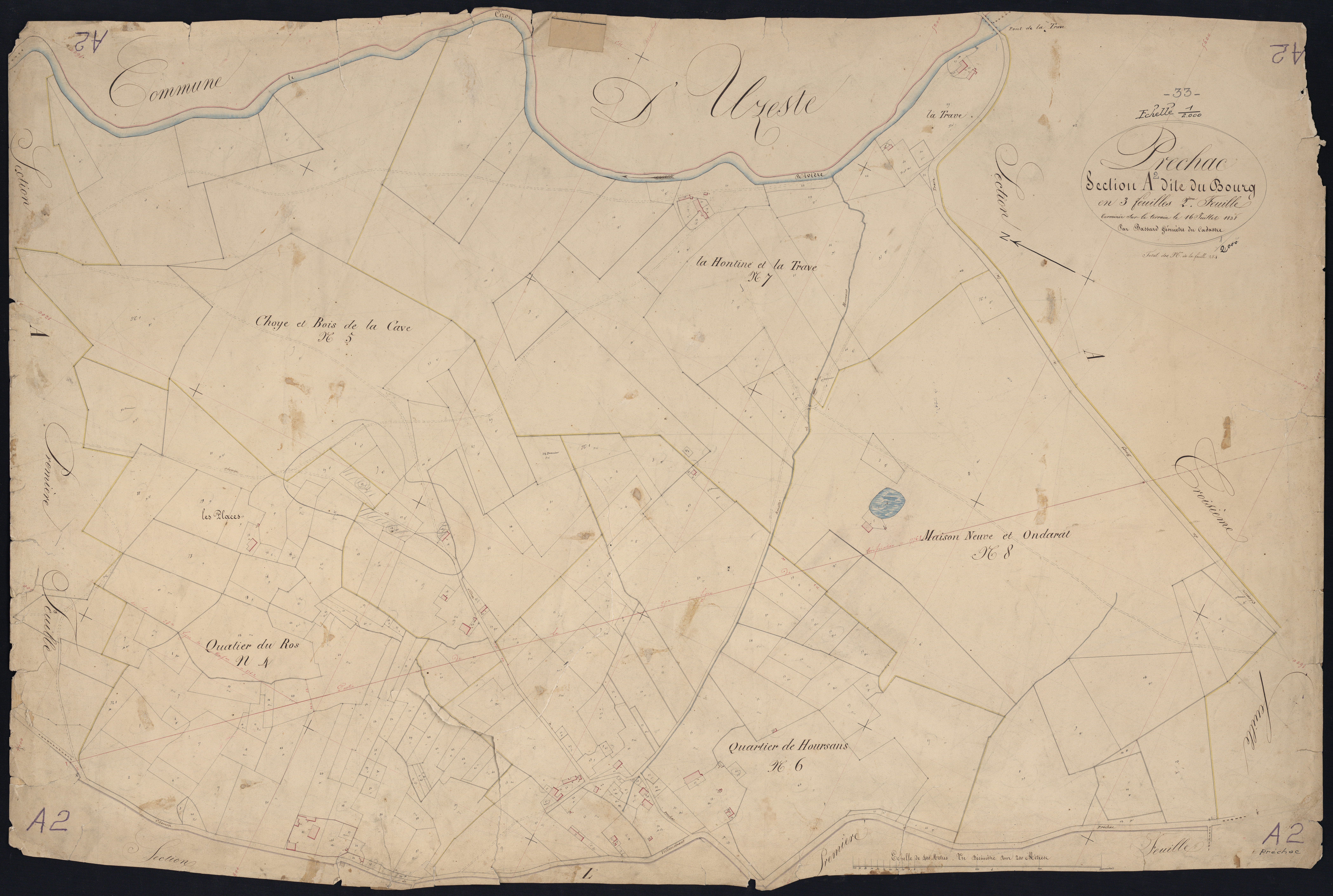 Préchac - -Section A feuille 2 : Le Bourg