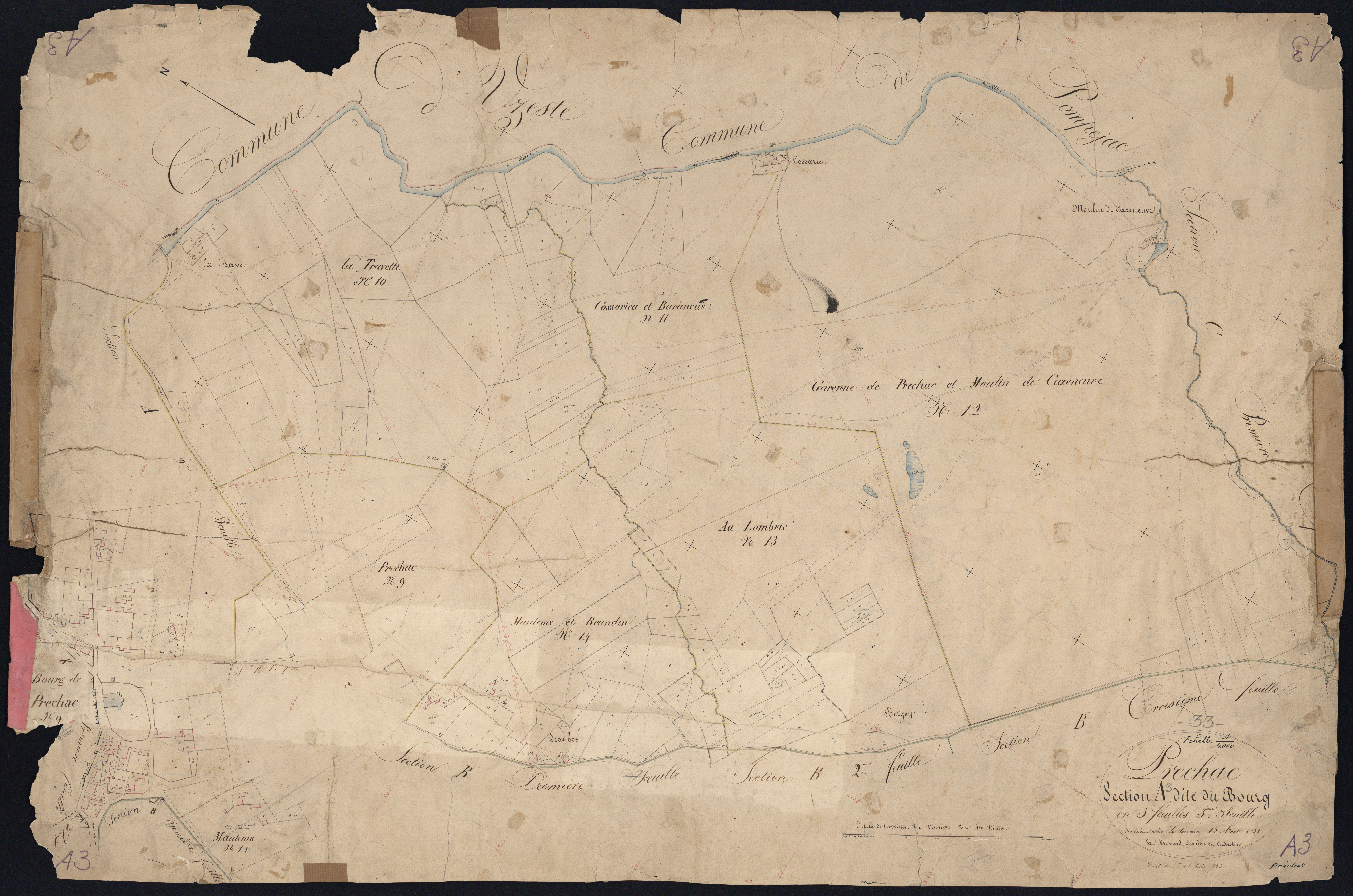 Préchac - -Section A feuille 3 : Le Bourg