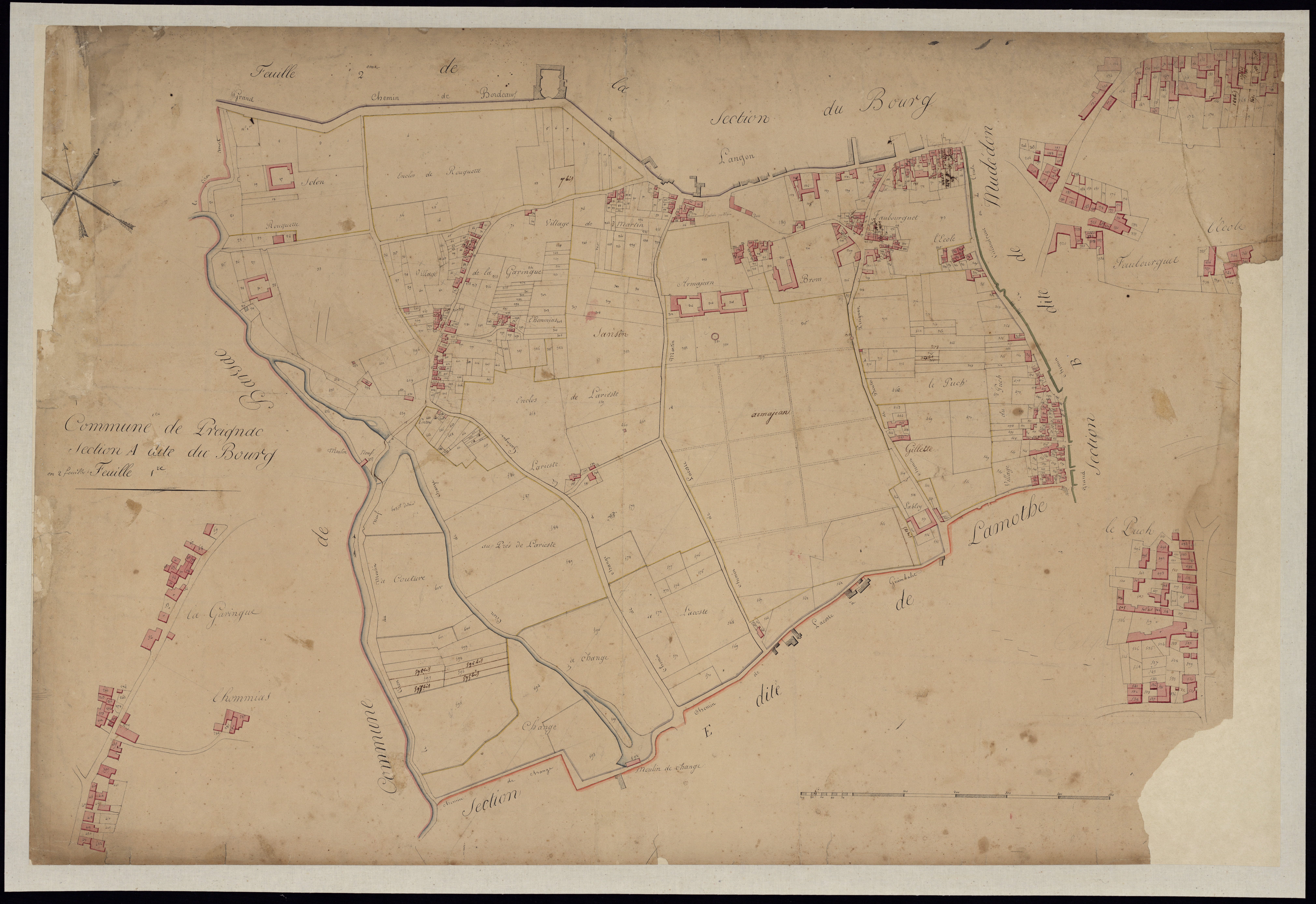 Preignac - -Section A feuille 1 : Le Bourg