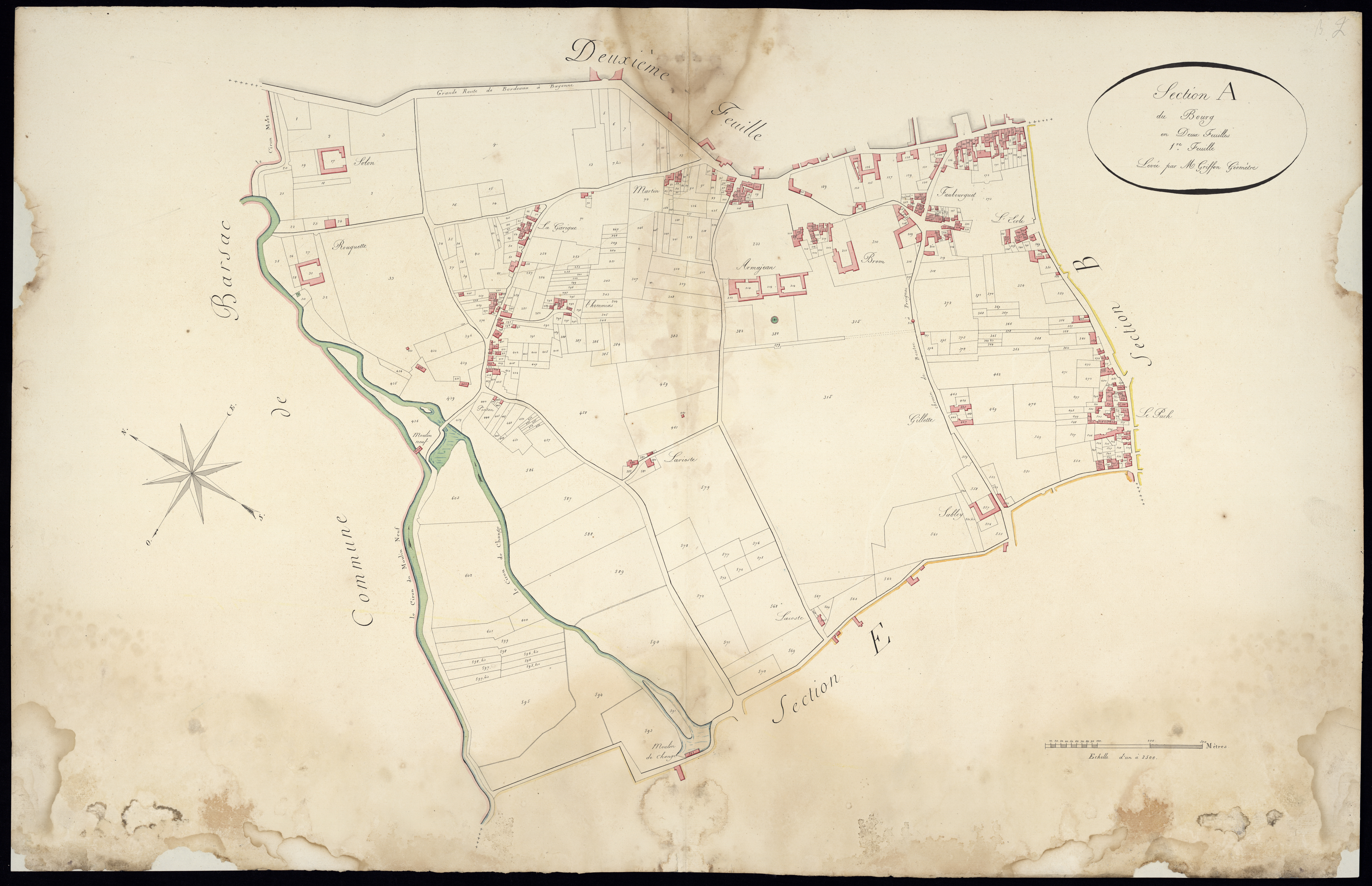 Preignac - -Section A feuille 1 : Le Bourg