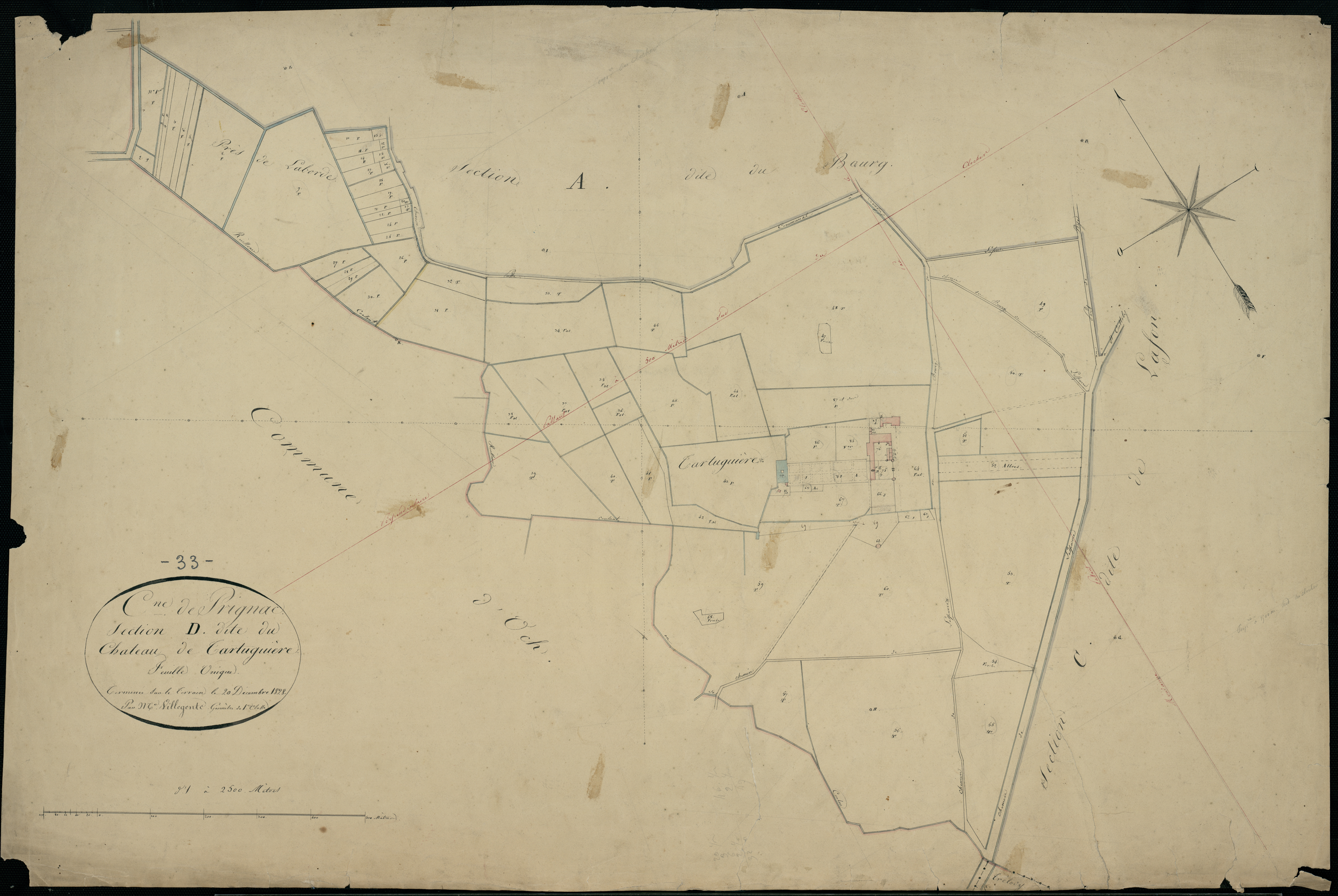 Prignac-en-Médoc - -Section D feuille unique : Tartuguière